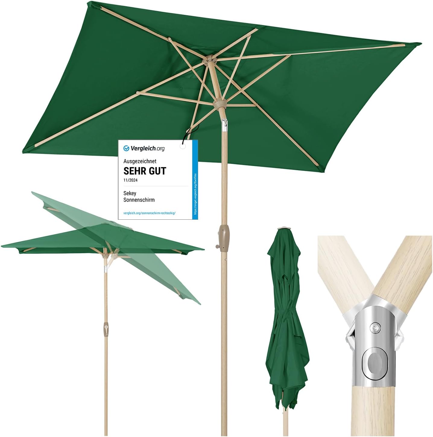 Sekey® Ombrellone Parasole Alluminio 210x140 cm