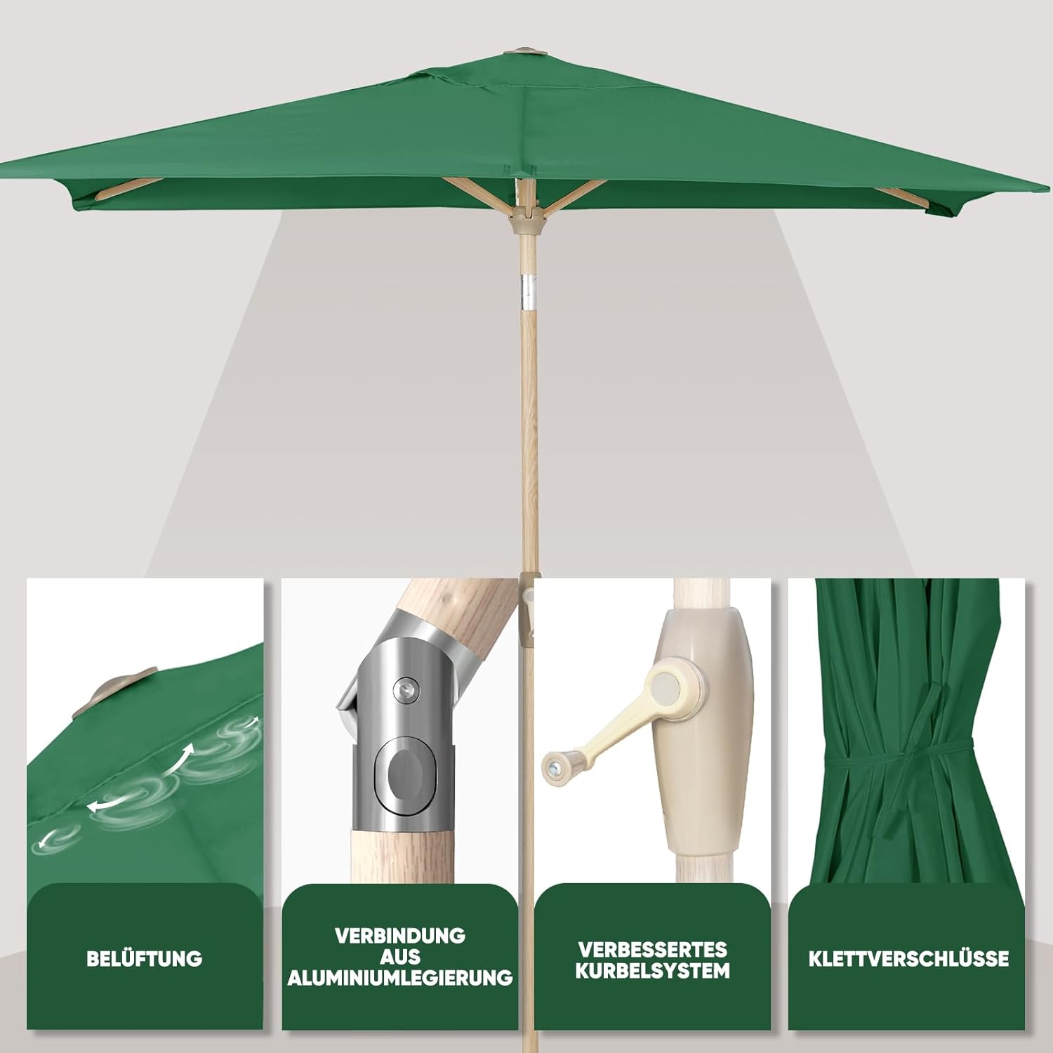 Sekey® Ombrellone Parasole Alluminio 210x140 cm - immagine 5