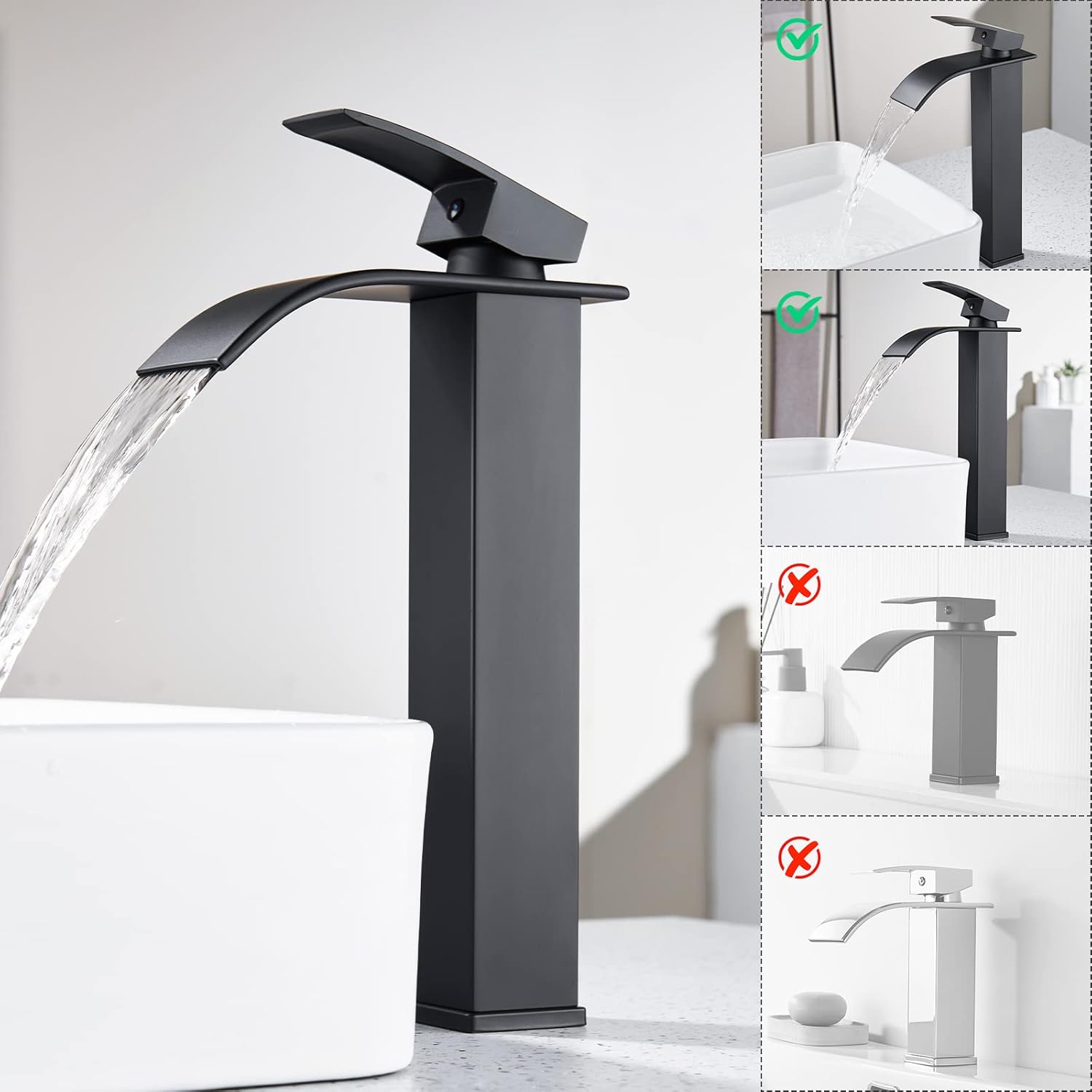 Dolinvo Rubinetto Bagno Nero Cascata Monocomando - immagine 4