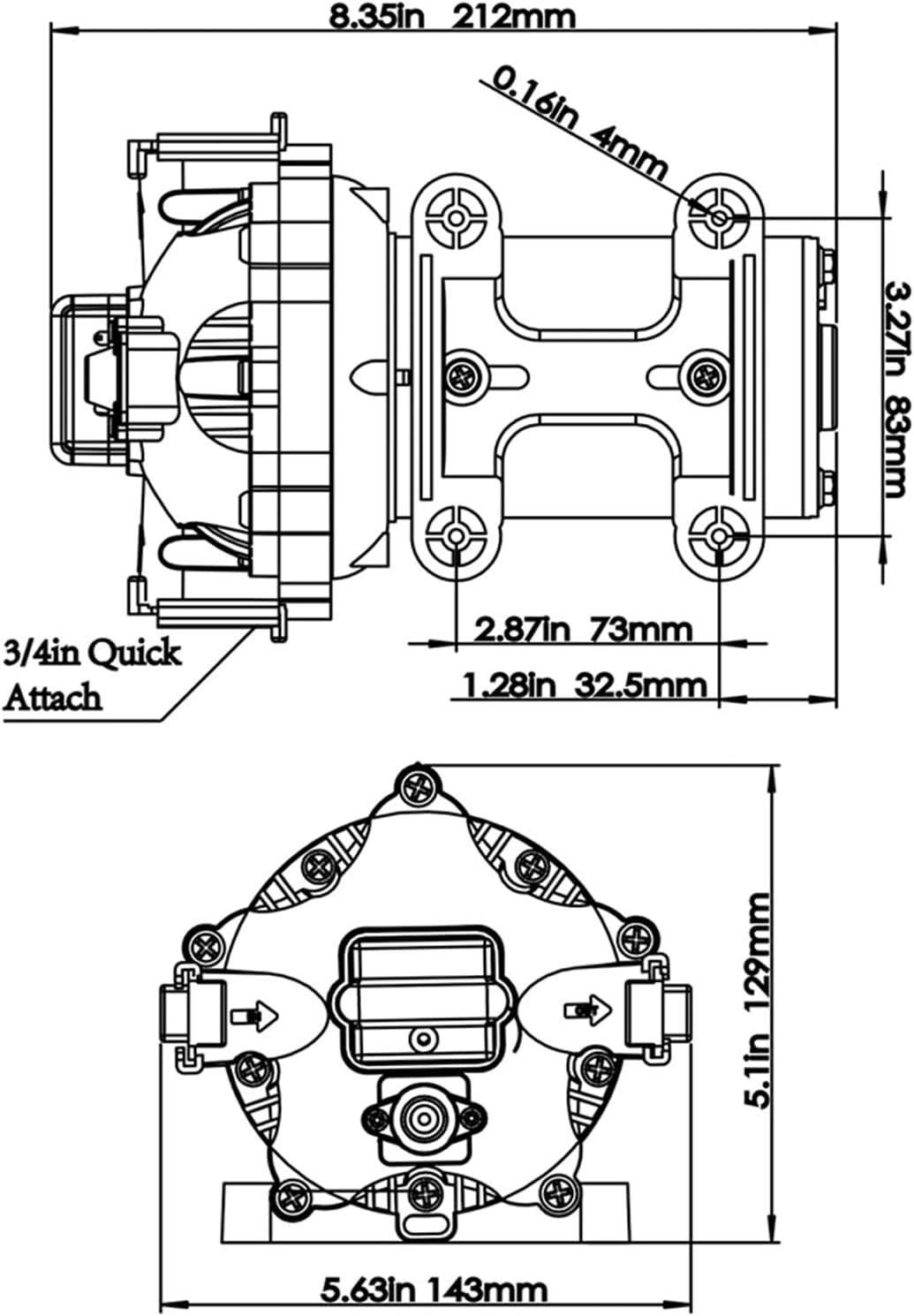 EVTSCAN 12V 5.0 GPM 70 PSI Kit di Pompa Marine Washdown ad Alta Pressione, con Tubo, Ugello Spray, Autoadescamento fino a 6 ft, per Acqua Salata, Barche da Pesca, Ponte, Molo - immagine 8