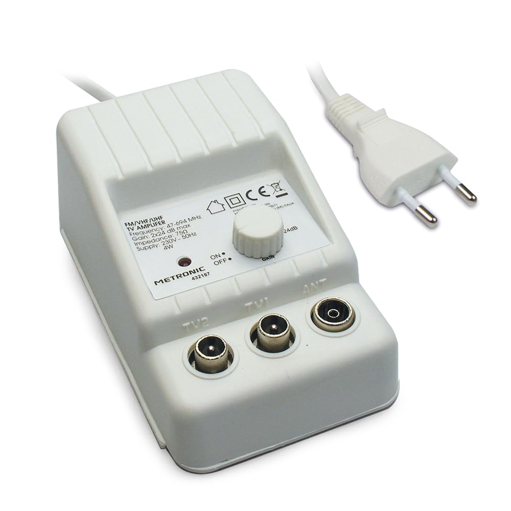 Metronic 332187 Amplificatore Antenna TV Interno 24 dB