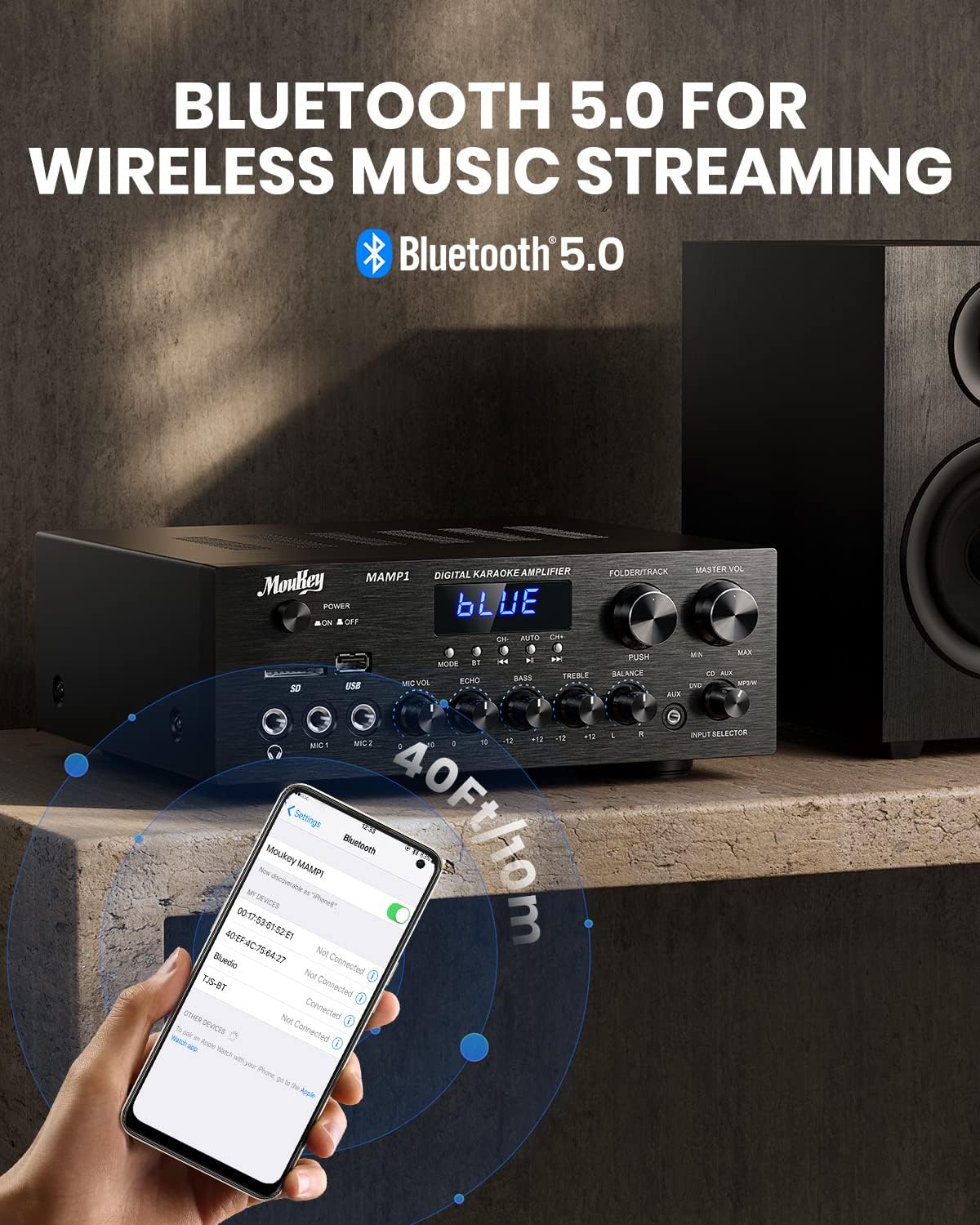 Moukey MAMP1 - Amplificatore Audio 220W Bluetooth 5.0 - immagine 5