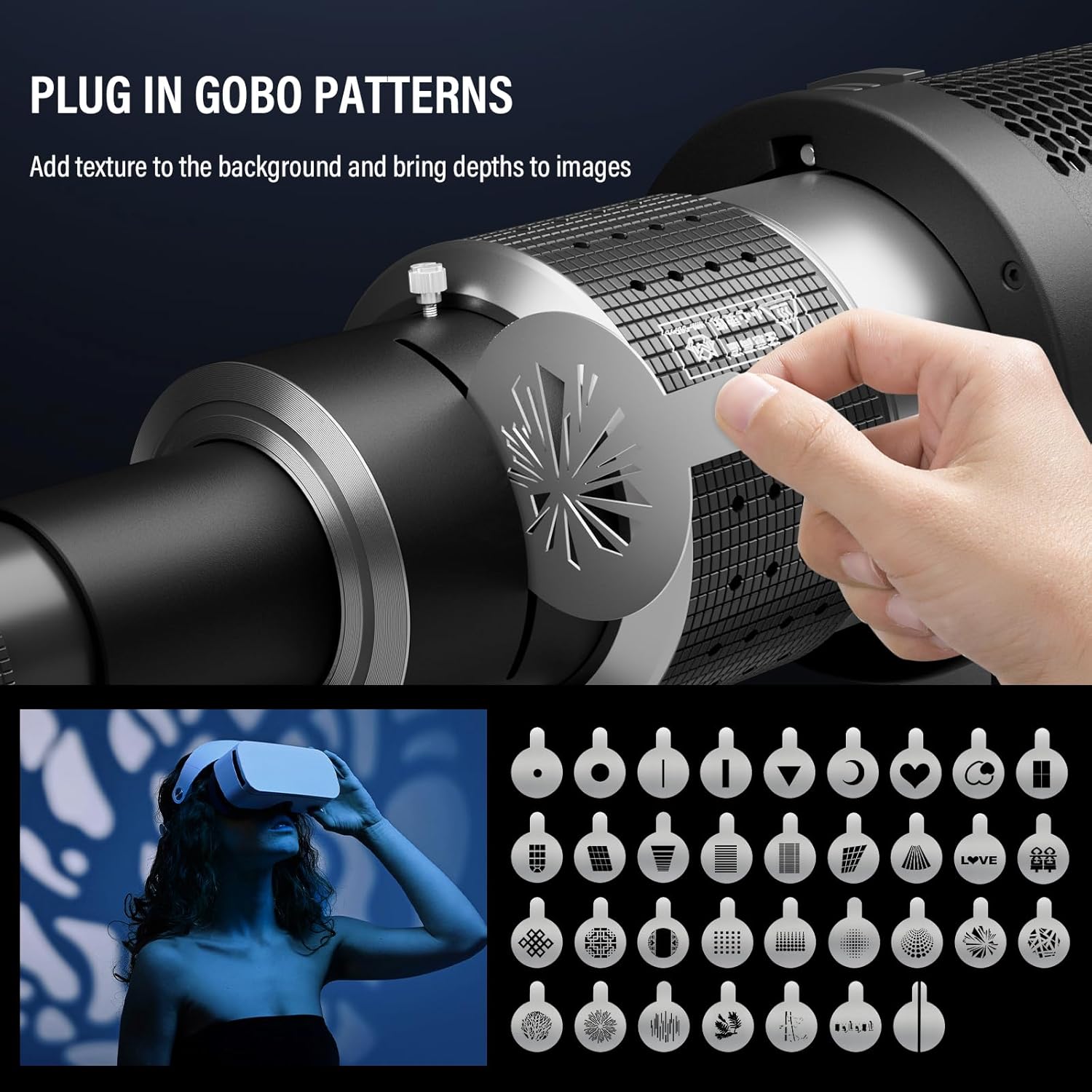 Soonpho LED Snoot con Attacco Bowens e GOBO - immagine 5