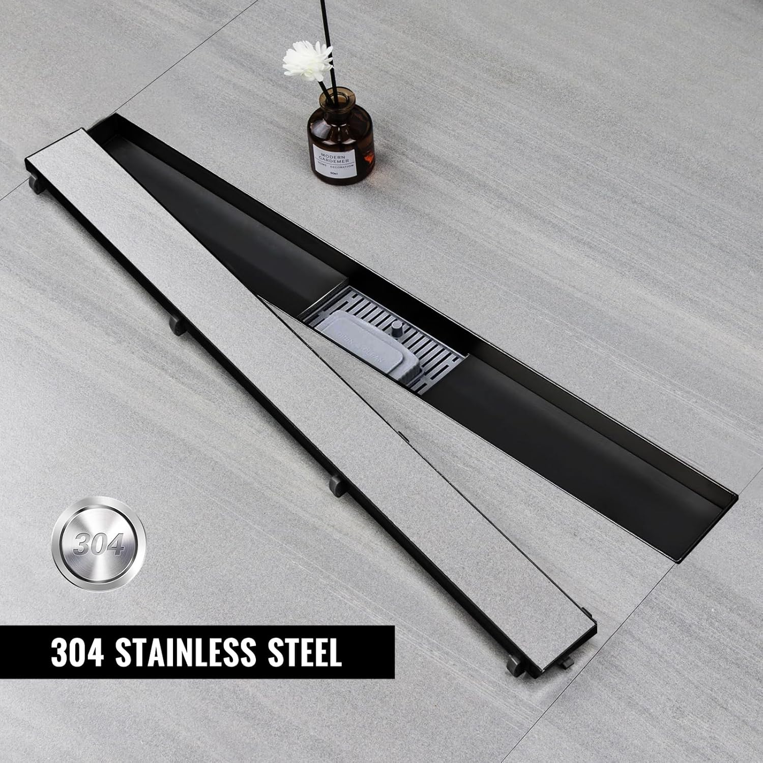 Scarico Doccia a Pavimento 2 in 1 Nero 90cm - immagine 3