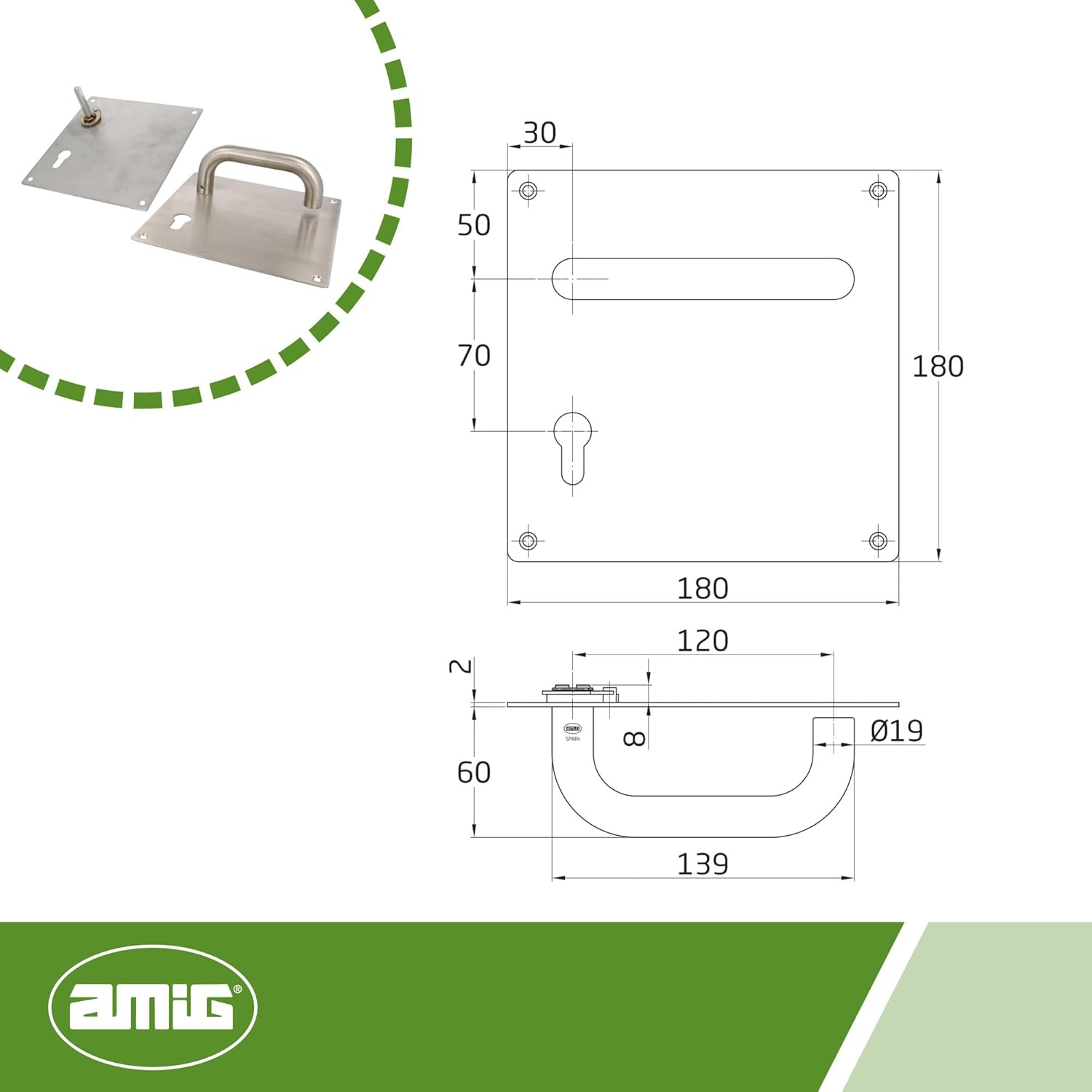 Amig Set Maniglie con Placca per Porta Mod. 4CW47 - immagine 4