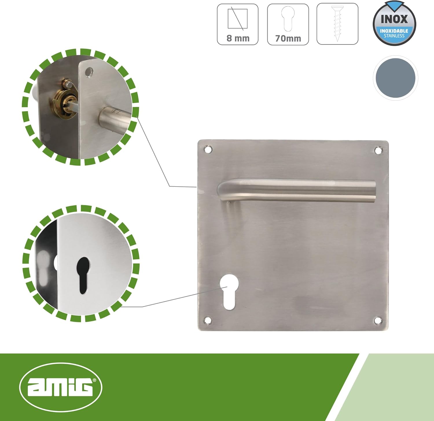 Amig Set Maniglie con Placca per Porta Mod. 4CW47 - immagine 5