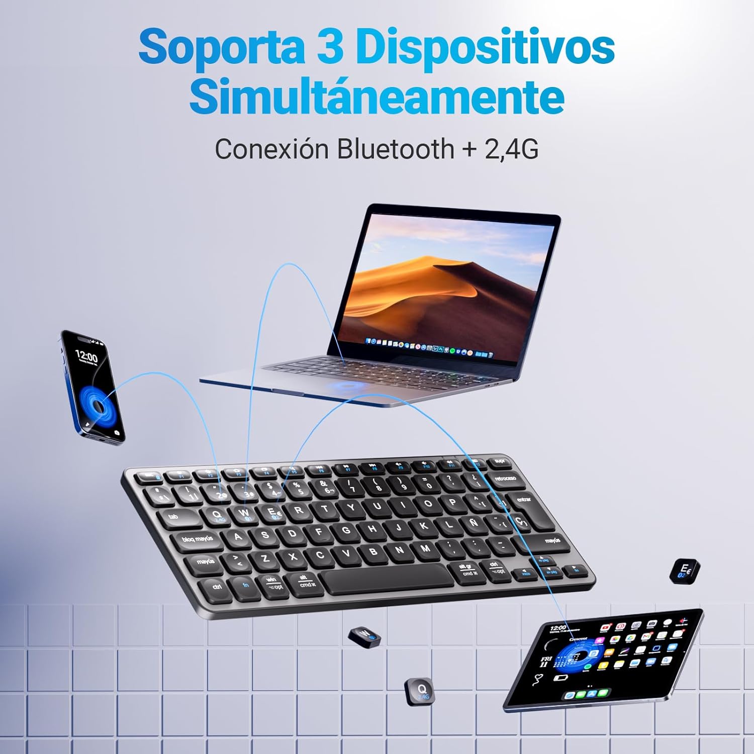 Iclever DK02 - Tastiera Bluetooth Multi-Device per Mac - immagine 2