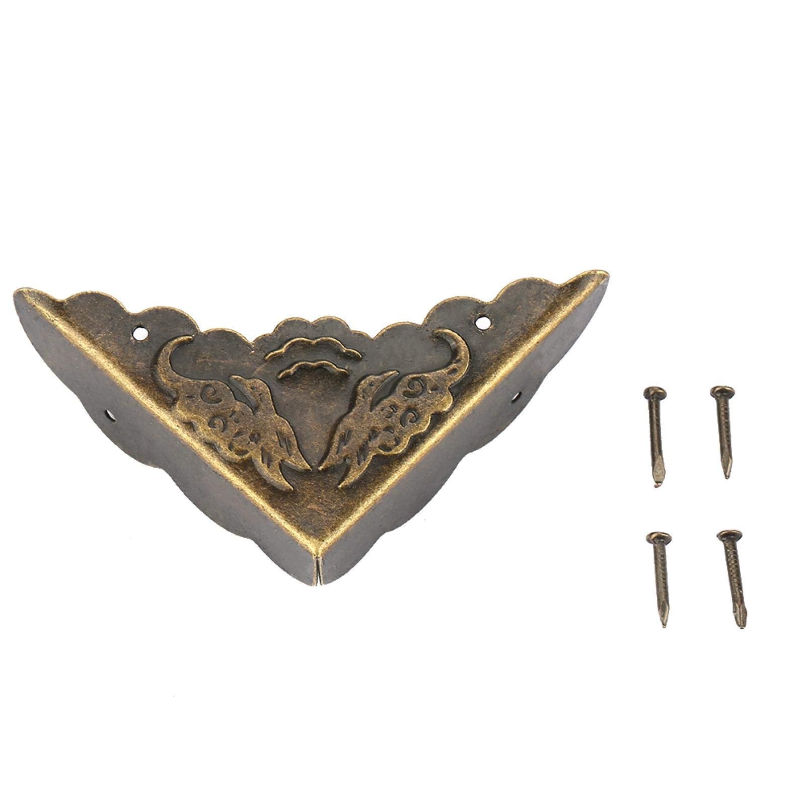 12Pcs Protezione angolare in bronzo Angolo decorativo per mobili vintage per cassa in legno Custodia per gioielli Scatola portaoggetti Piedi Gambe Protezione angolare