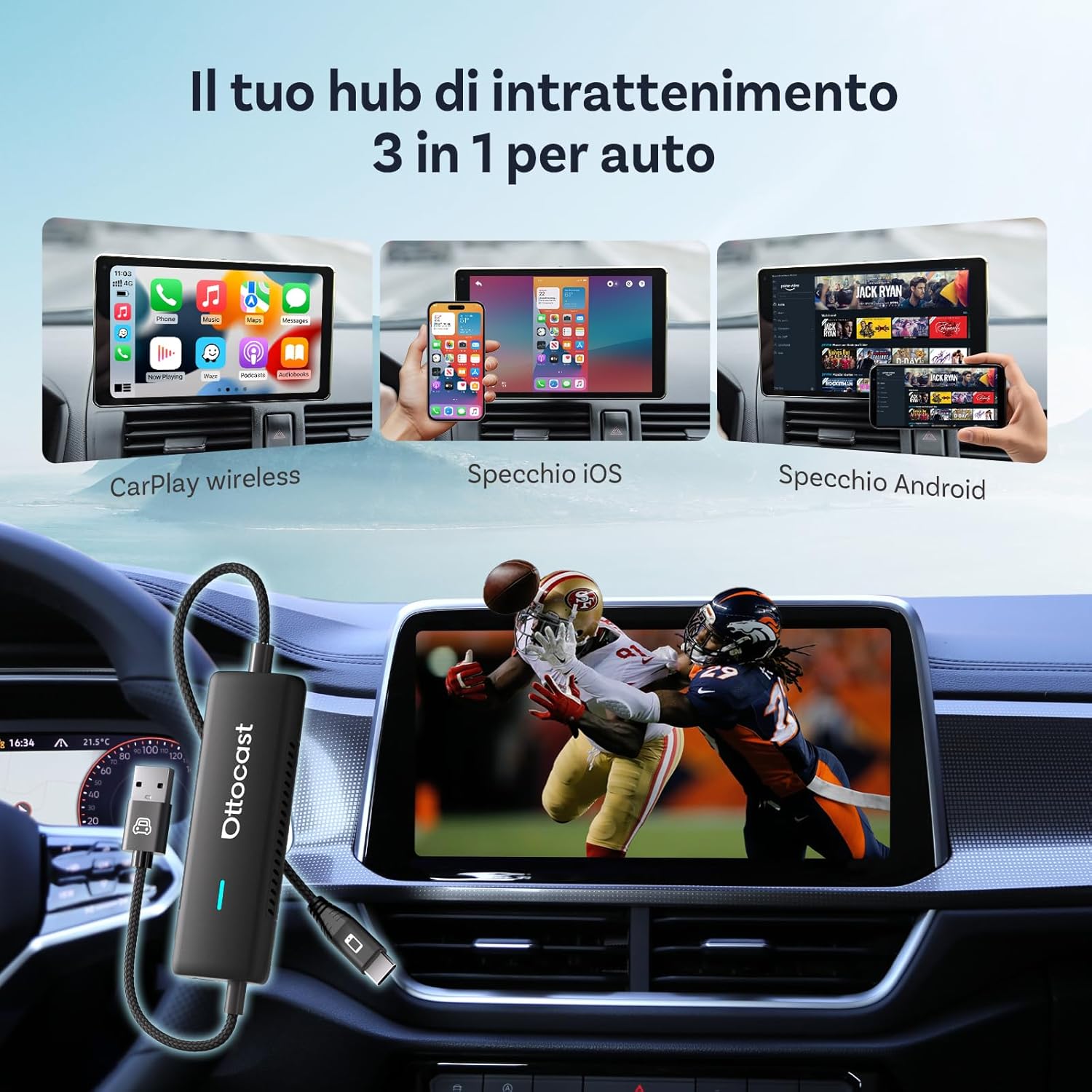 Ottocast Mirror Touch - Adattatore CarPlay Wireless - immagine 3