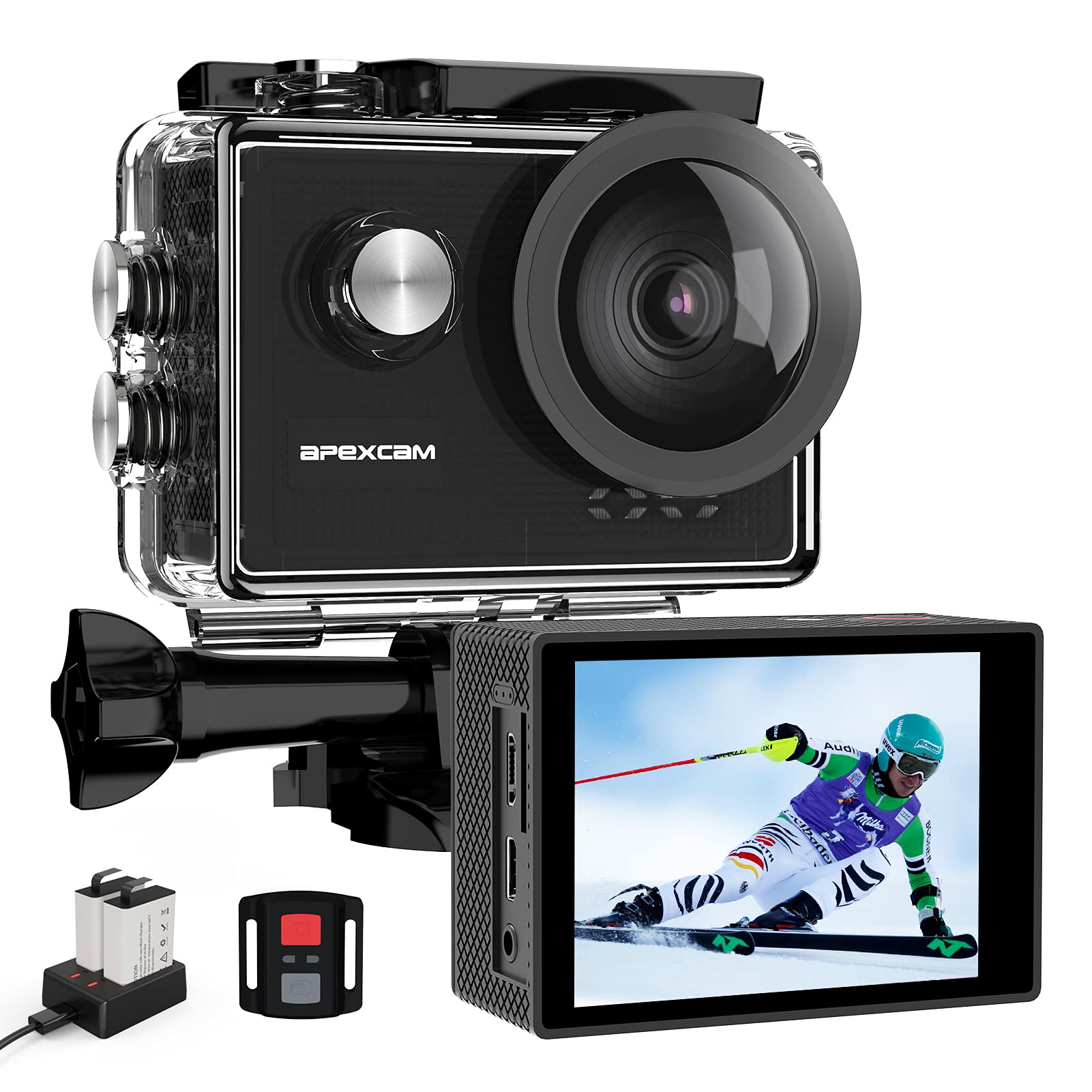 Apexcam 4K 60FPS EIS - Action Camera WiFi 20MP Impermeabile