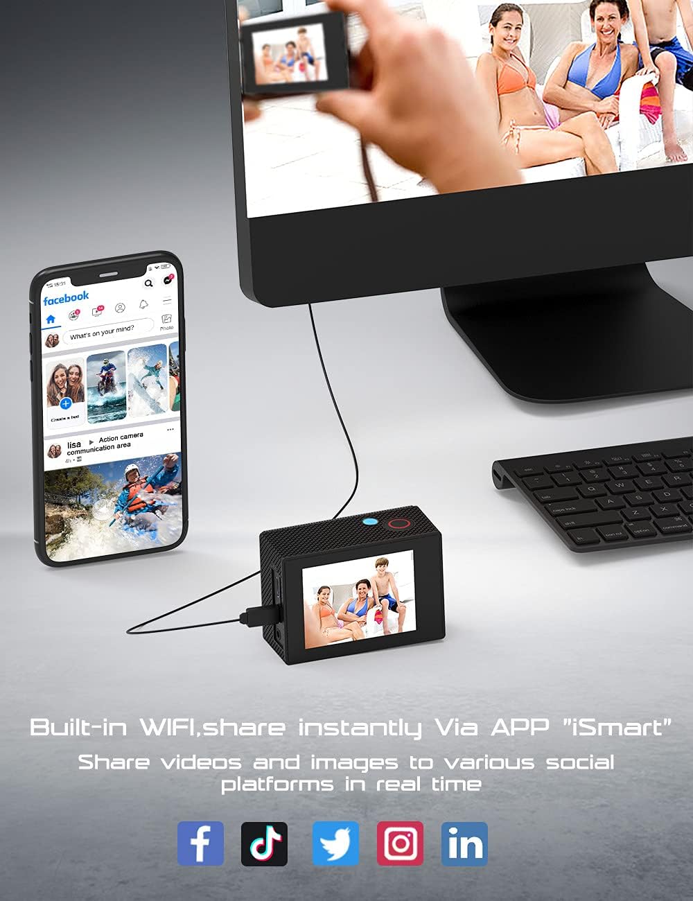 Apexcam 4K 60FPS EIS - Action Camera WiFi 20MP Impermeabile - immagine 5