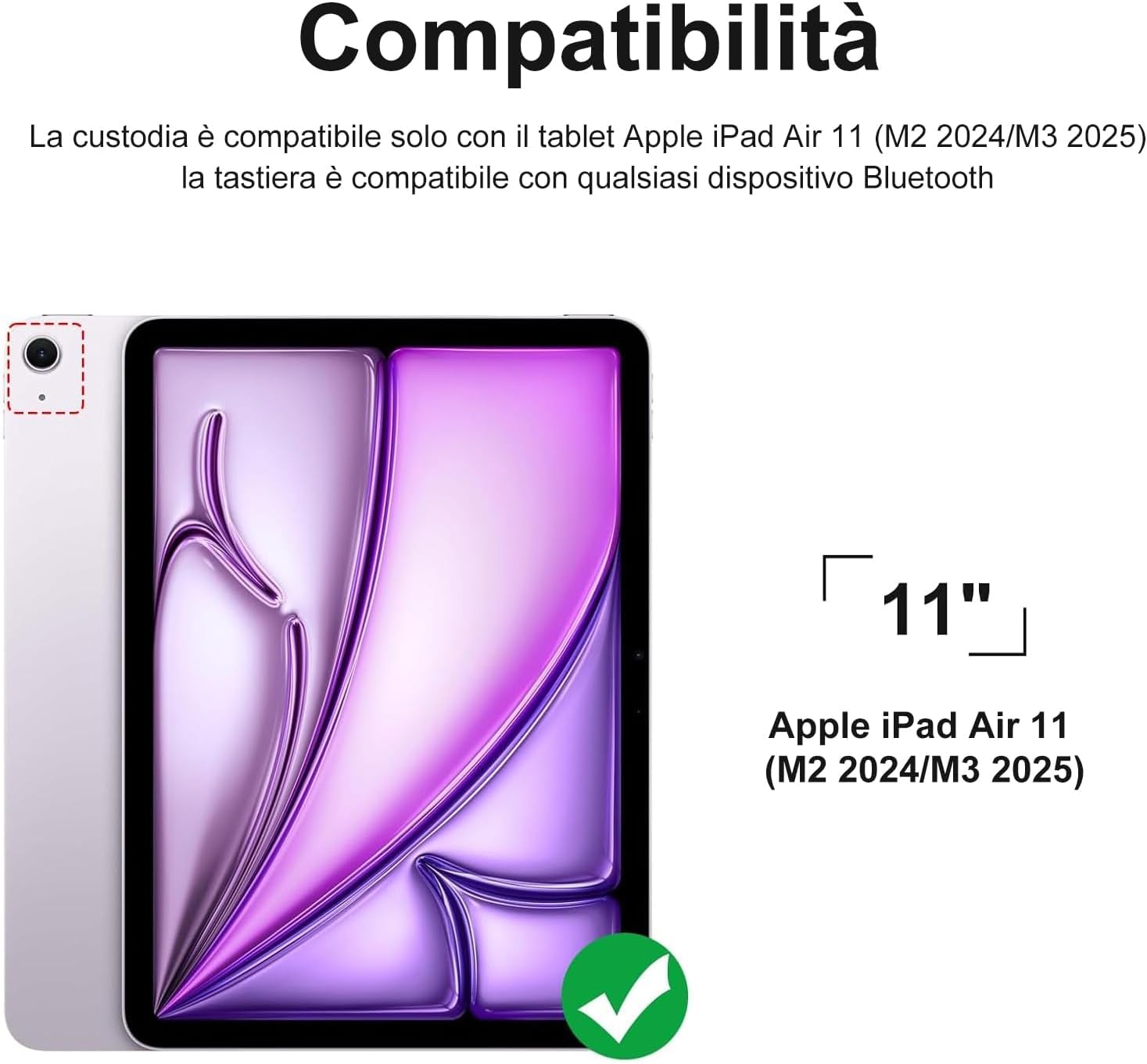 Iveoppe Tastiera iPad Air 11 con Touchpad, Viola Lavanda - immagine 2