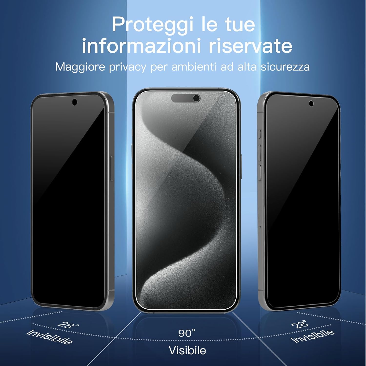 New'c Pellicola Privacy per iPhone 15 Pro Max/Plus (6,7") - immagine 5