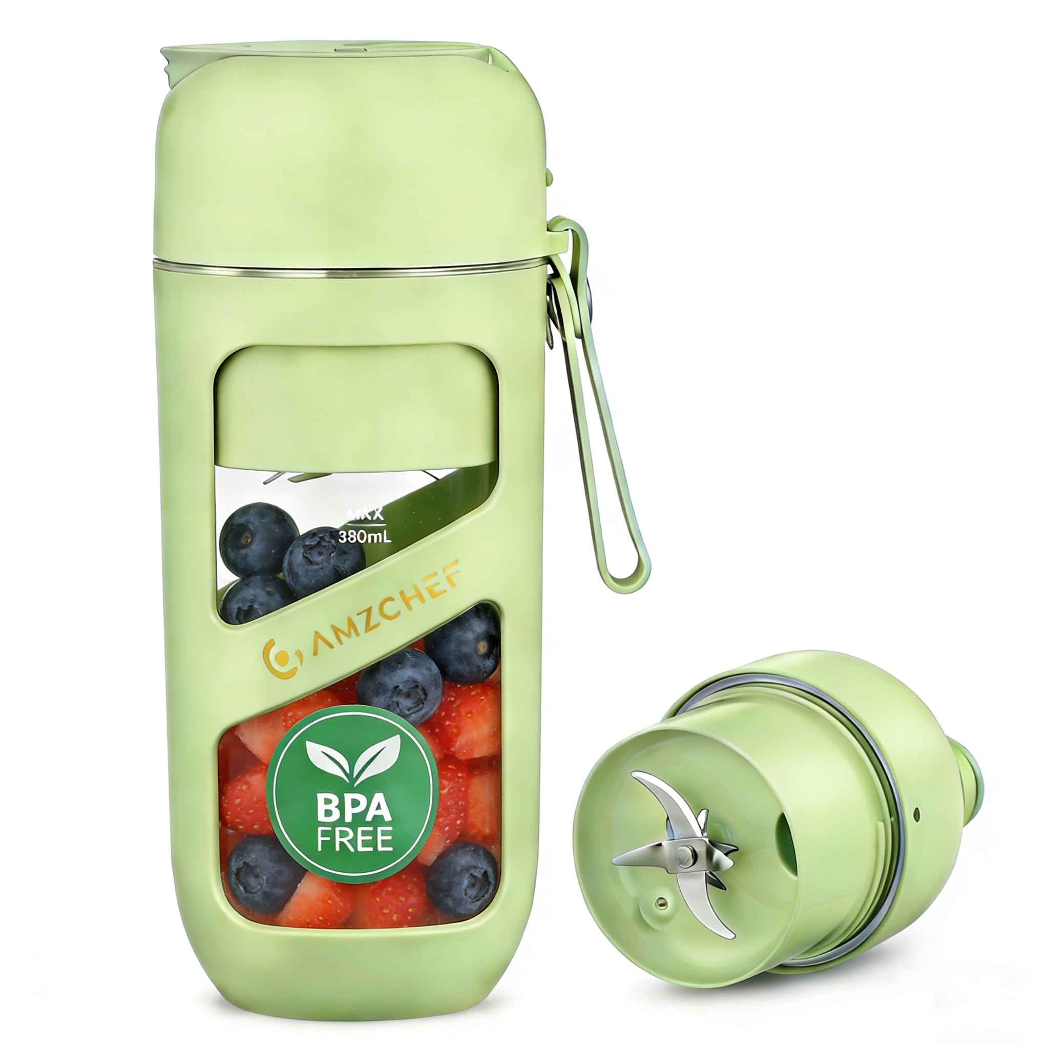 Amzchef Frullatore Portatile Sottovuoto USB Ricaricabile, Erba Verde