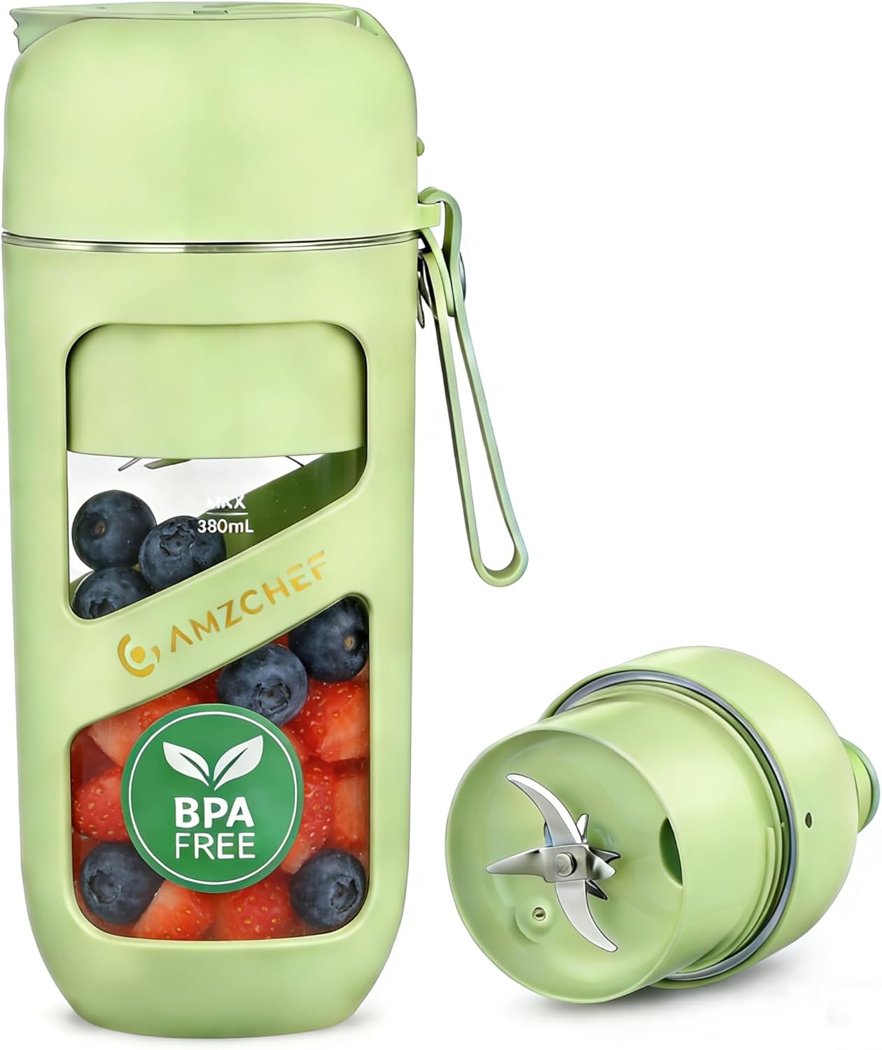 Amzchef Frullatore Portatile Sottovuoto USB Ricaricabile, Erba Verde - immagine 1