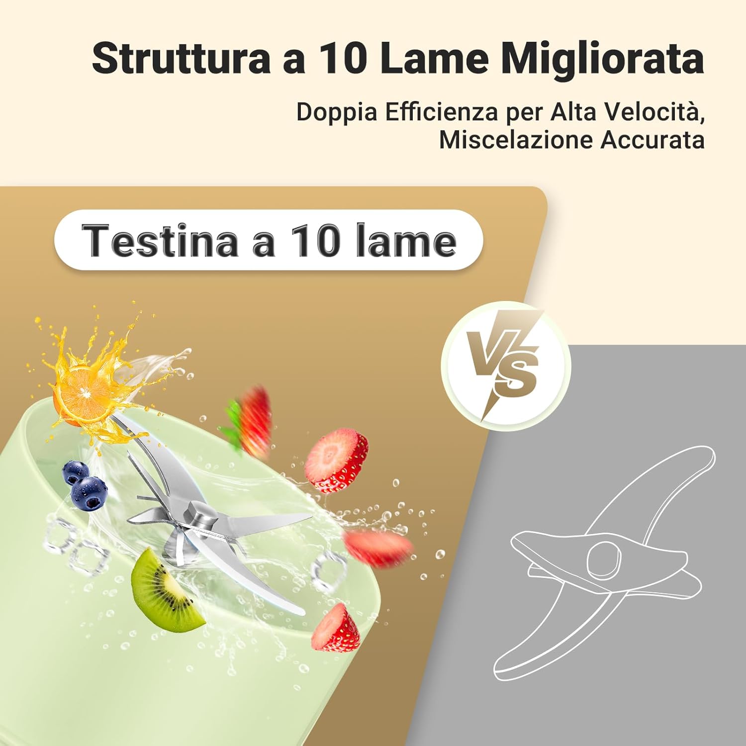 Amzchef Frullatore Portatile Sottovuoto USB Ricaricabile, Erba Verde - immagine 4