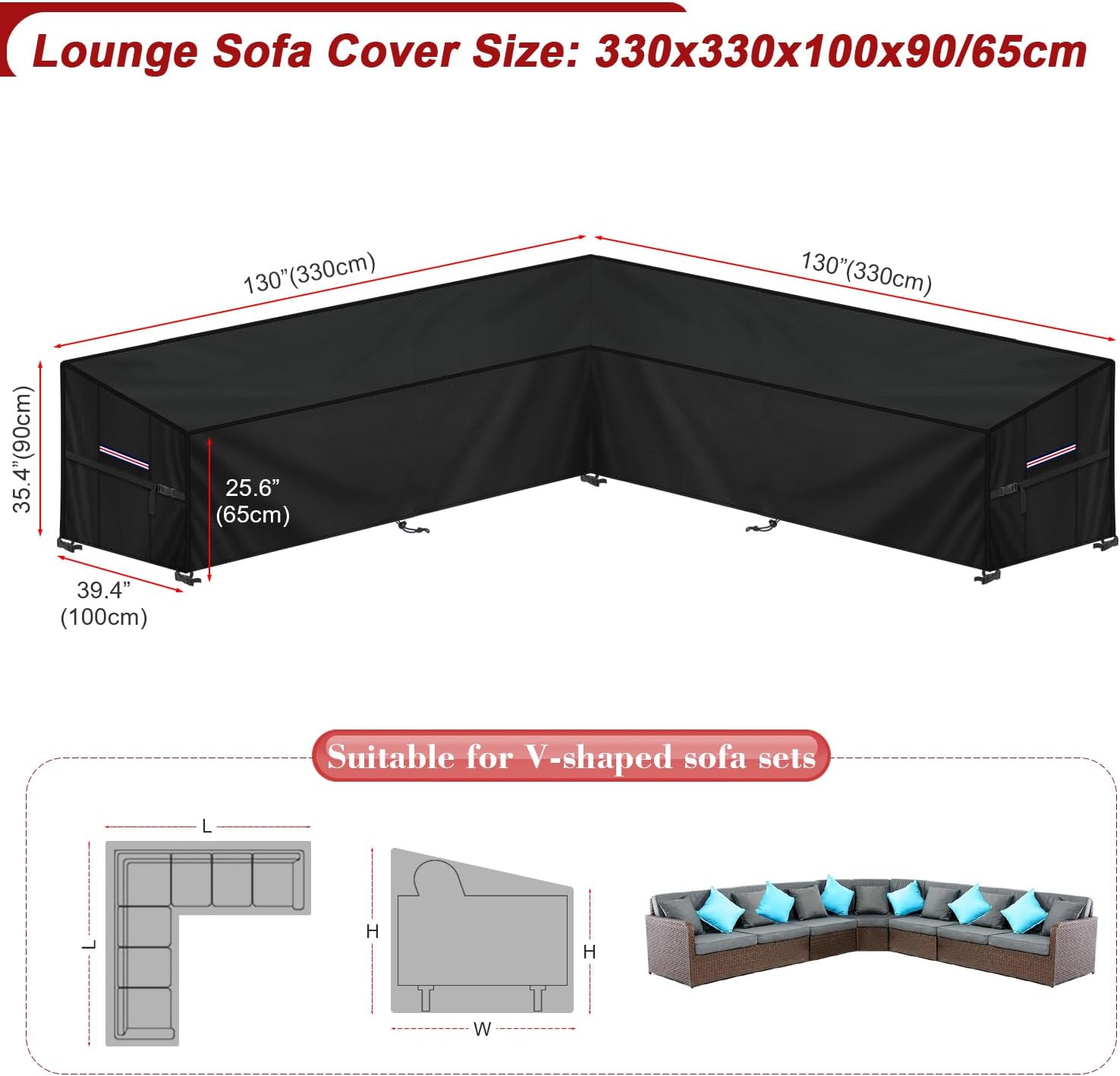 Lamuni Copertura per Mobili da Giardino a L 420D Oxford - immagine 2