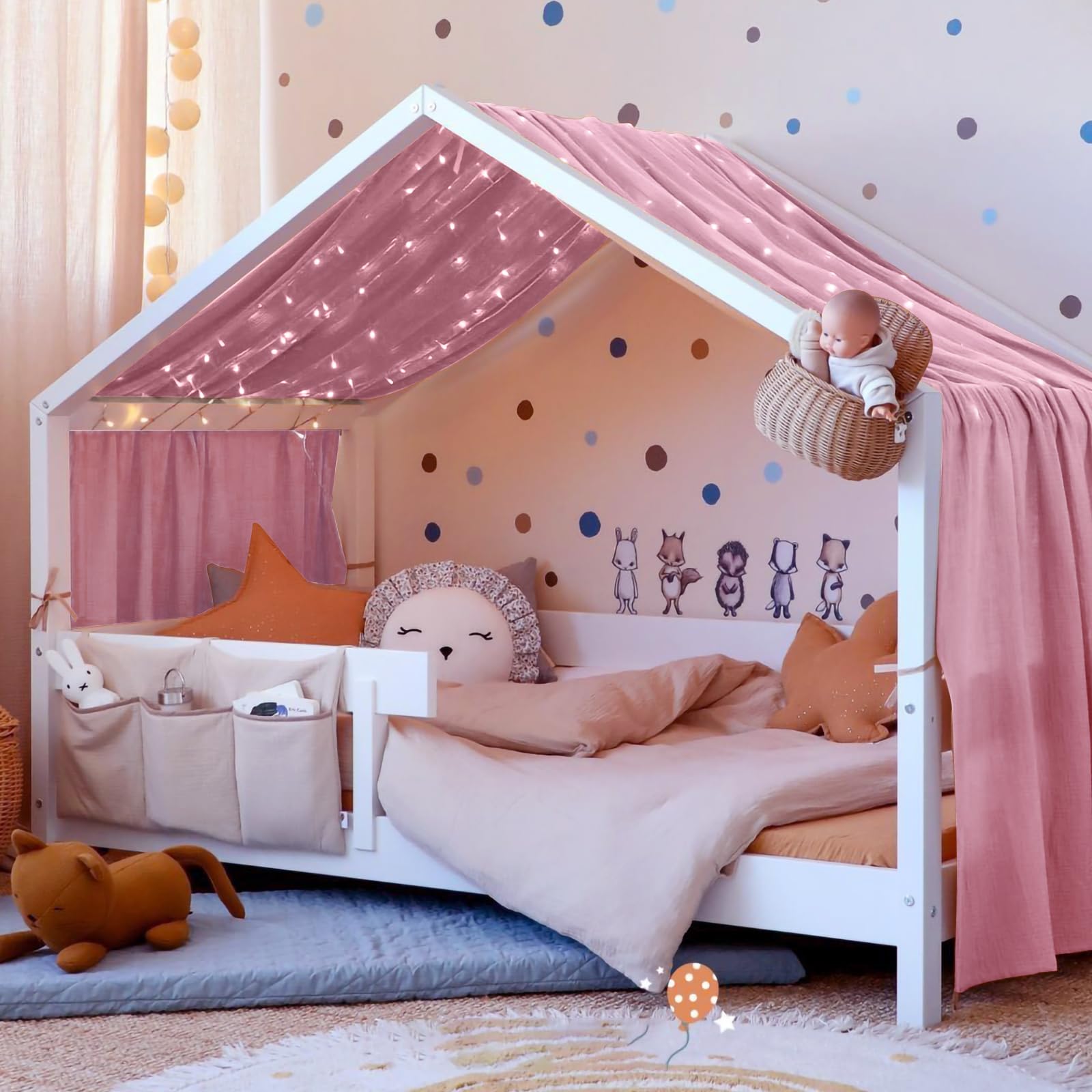 Vicloon Tenda Letto Bambini 100% Cotone 135x360cm