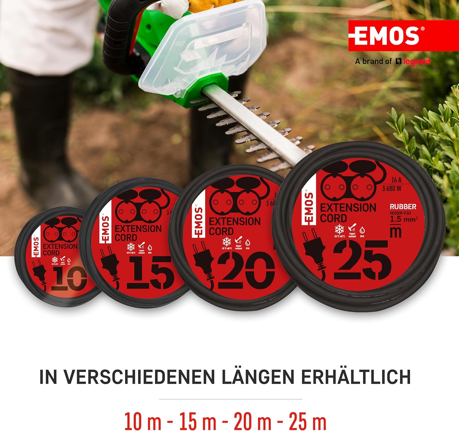 Emos - Prolunga 15m con 2 Prese Schuko, IP44 - immagine 4