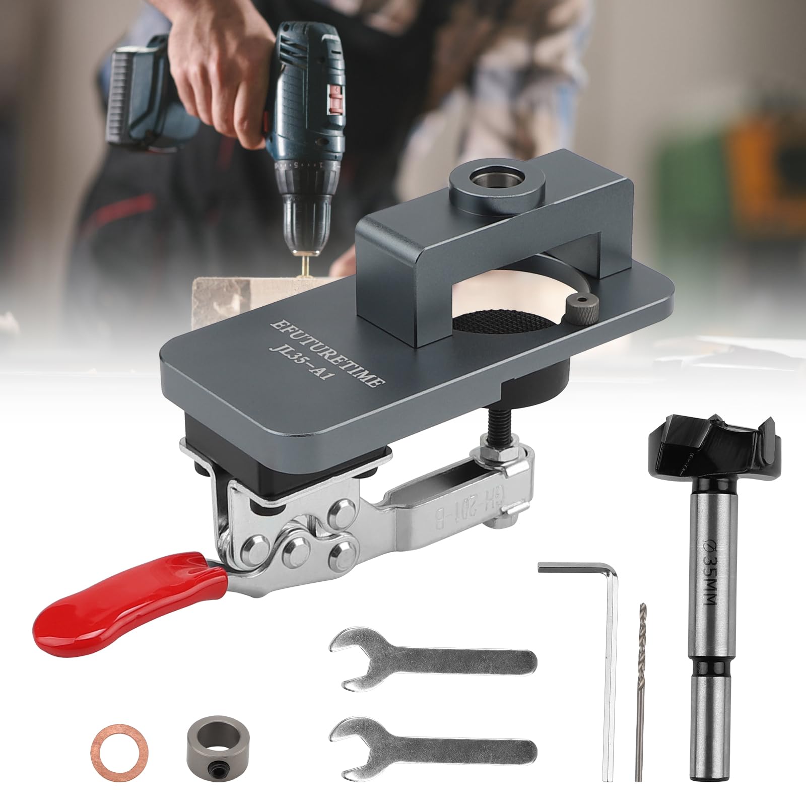 Dima per Cerniere Mobili 35mm Perforatrice, Guida Per Perforazione Cerniera per Armadietti Per Porte Carpenteria Fai da Te, Hinge Jig