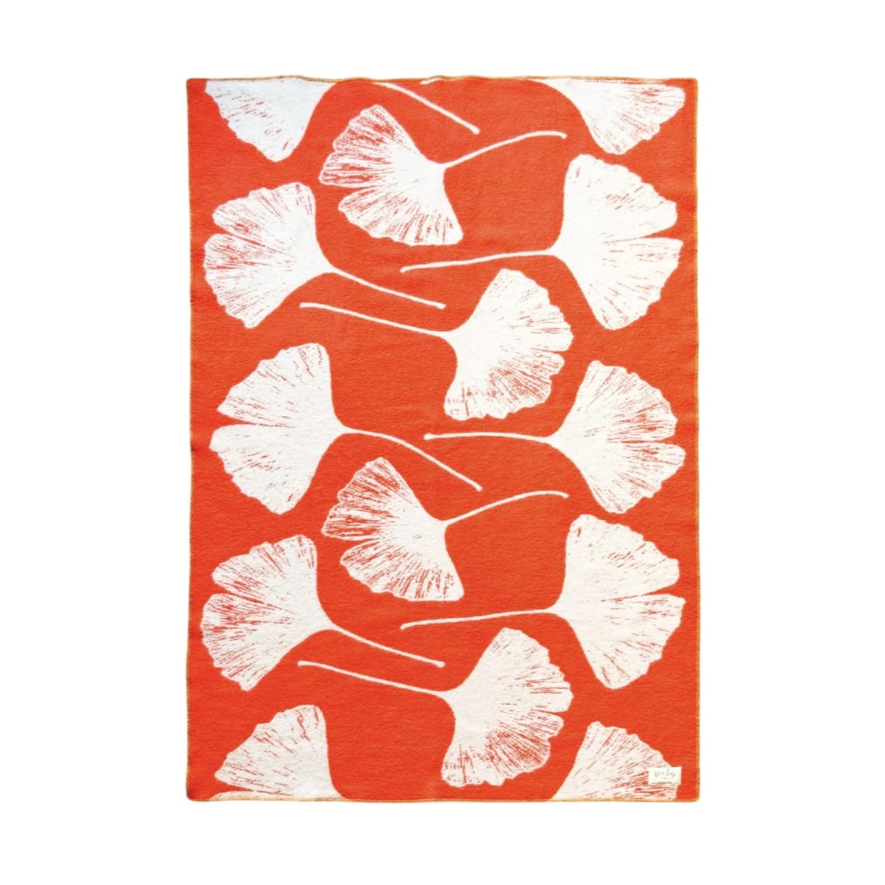 JOWOLLINA Coperta double-face in lana ecologica, 130 x 200 cm, ginkgo (vintage arancione)