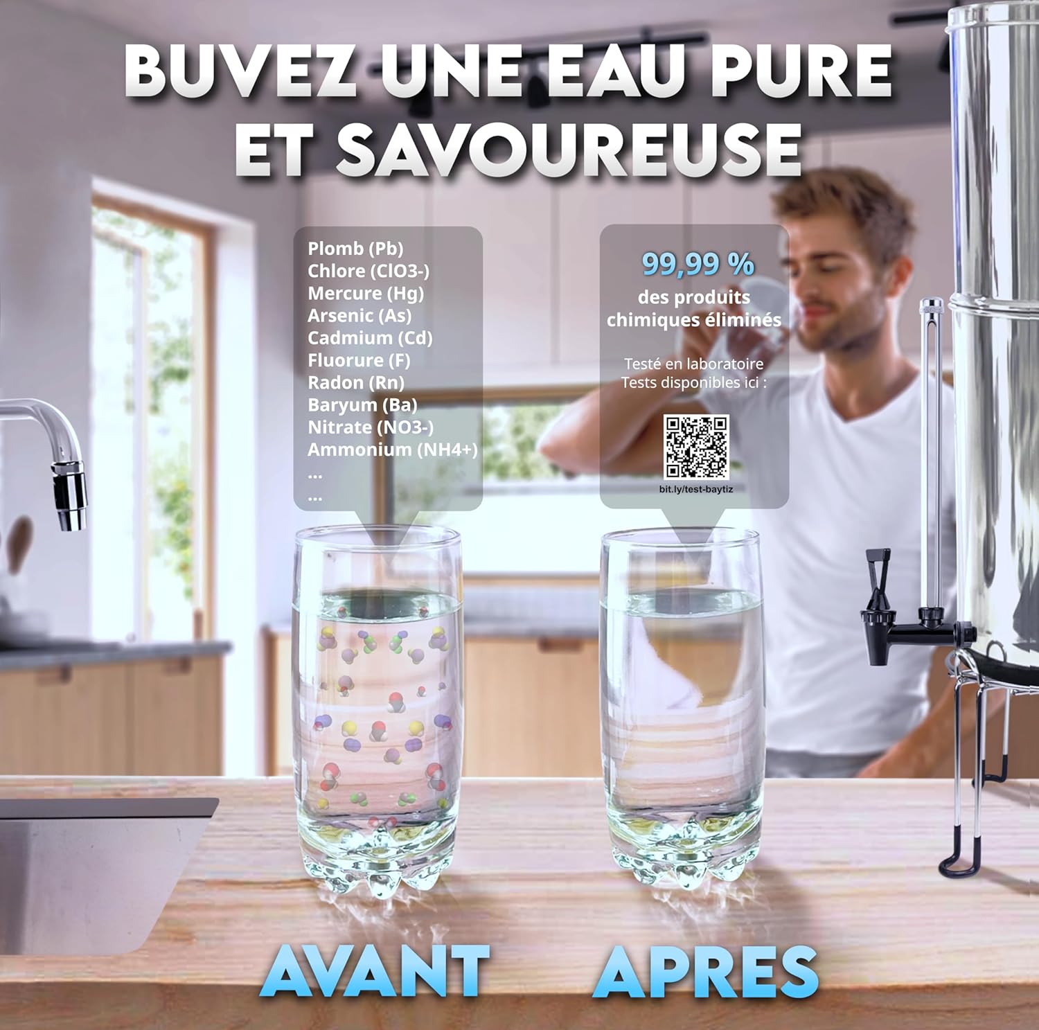 Baytiz® Depuratore Acqua a Gravità 8,5 Litri - immagine 2