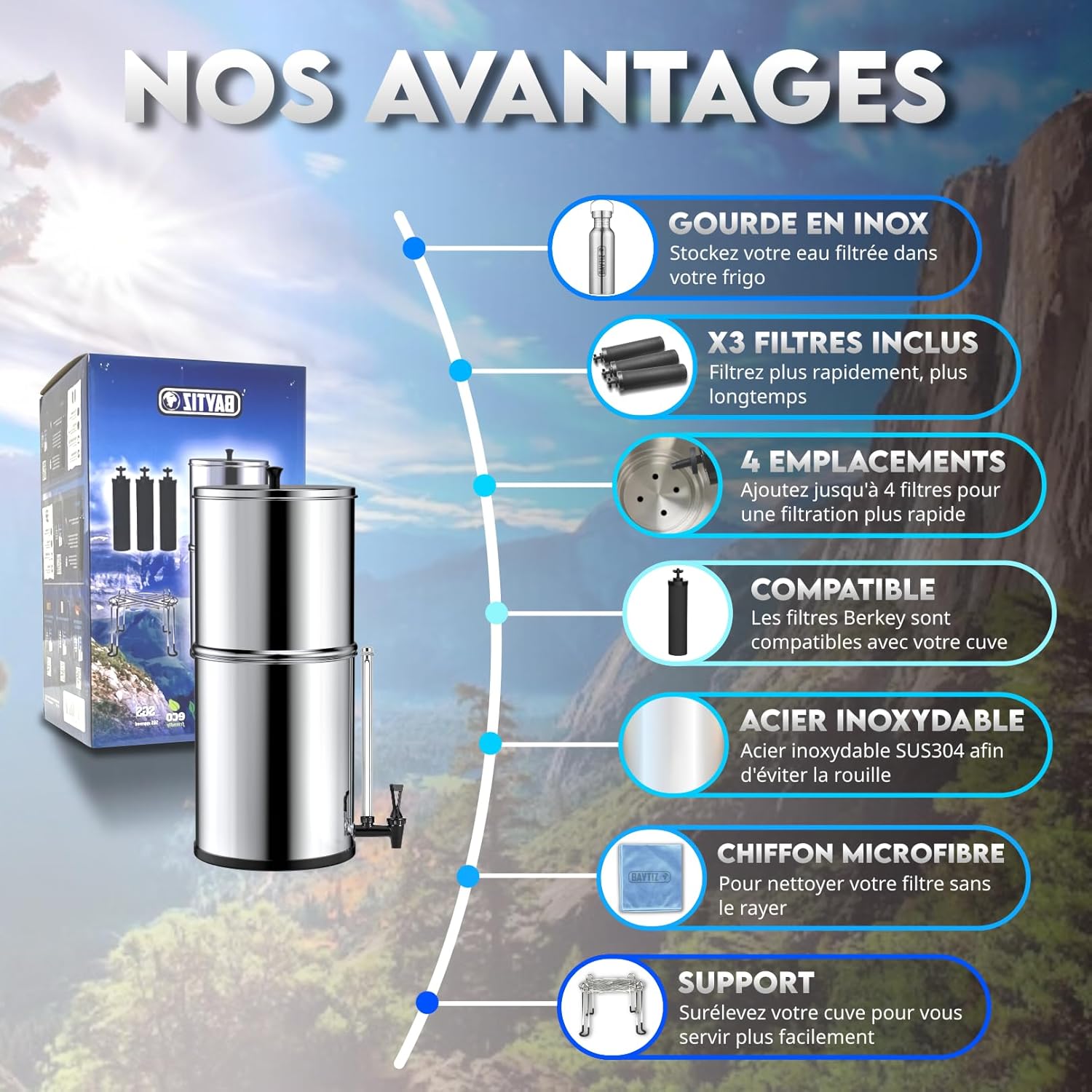 Baytiz® Depuratore Acqua a Gravità 8,5 Litri - immagine 3