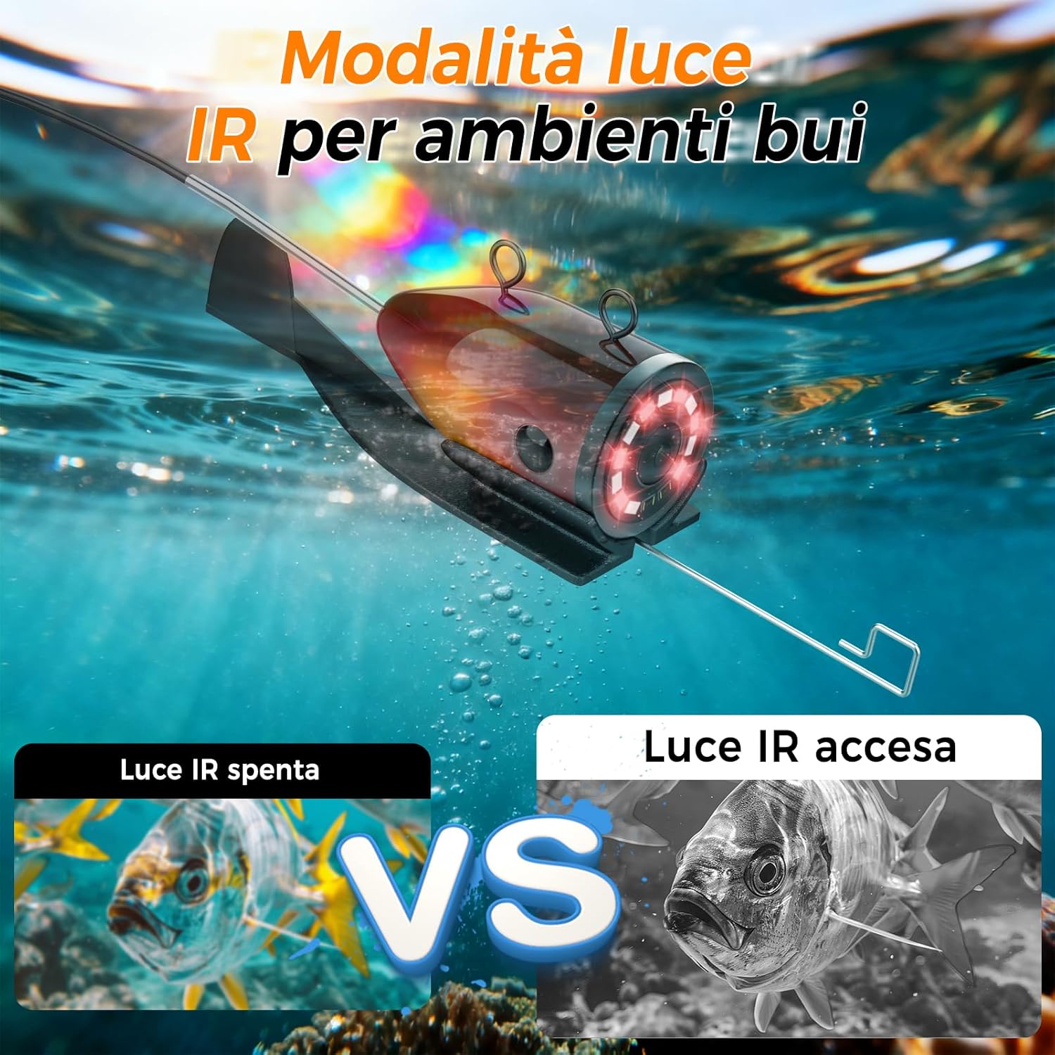 Ecoscandaglio Telecamera Subacquea 7" IP68 15M - immagine 5