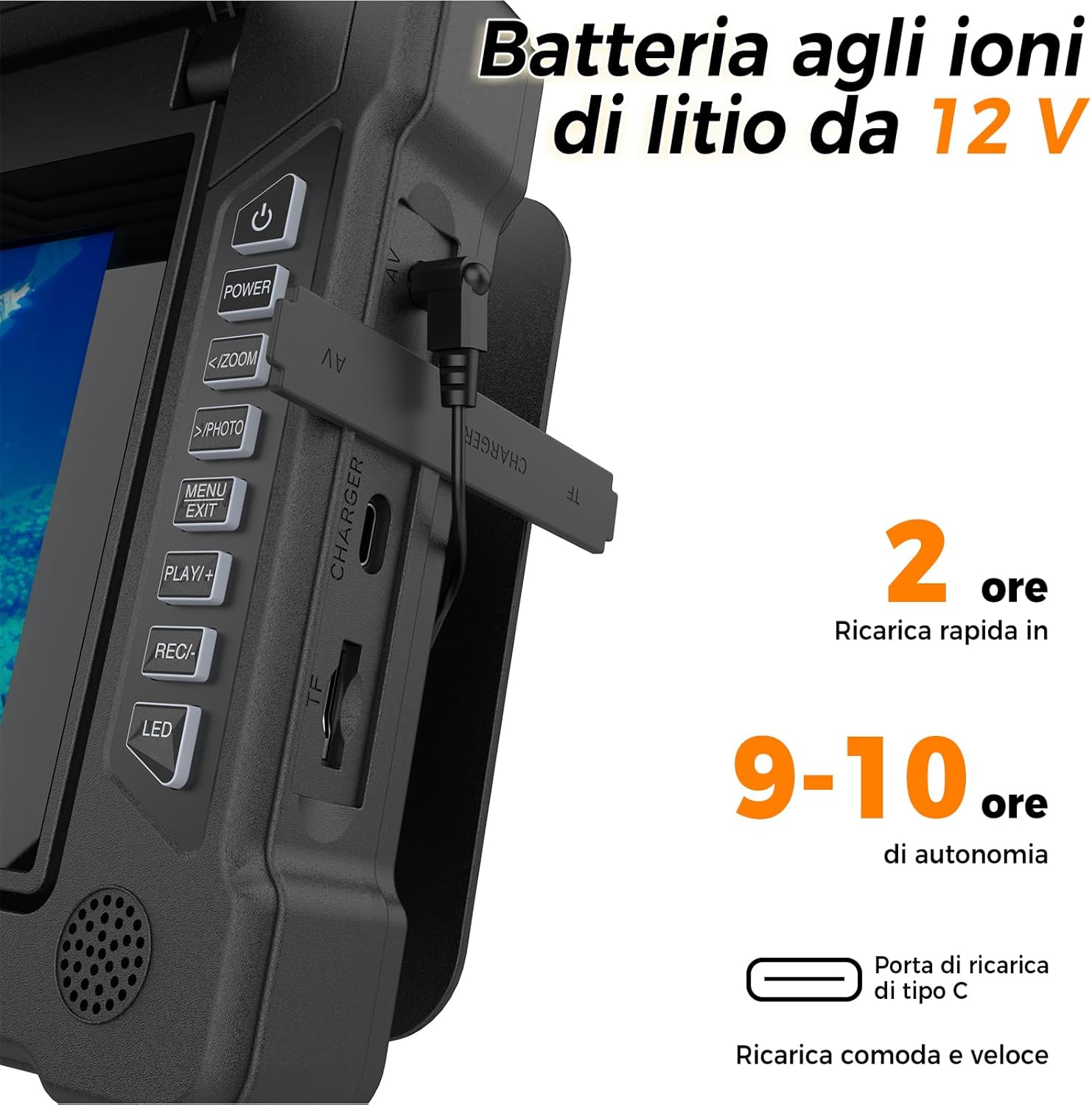 Ecoscandaglio Telecamera Subacquea 7" IP68 15M - immagine 6