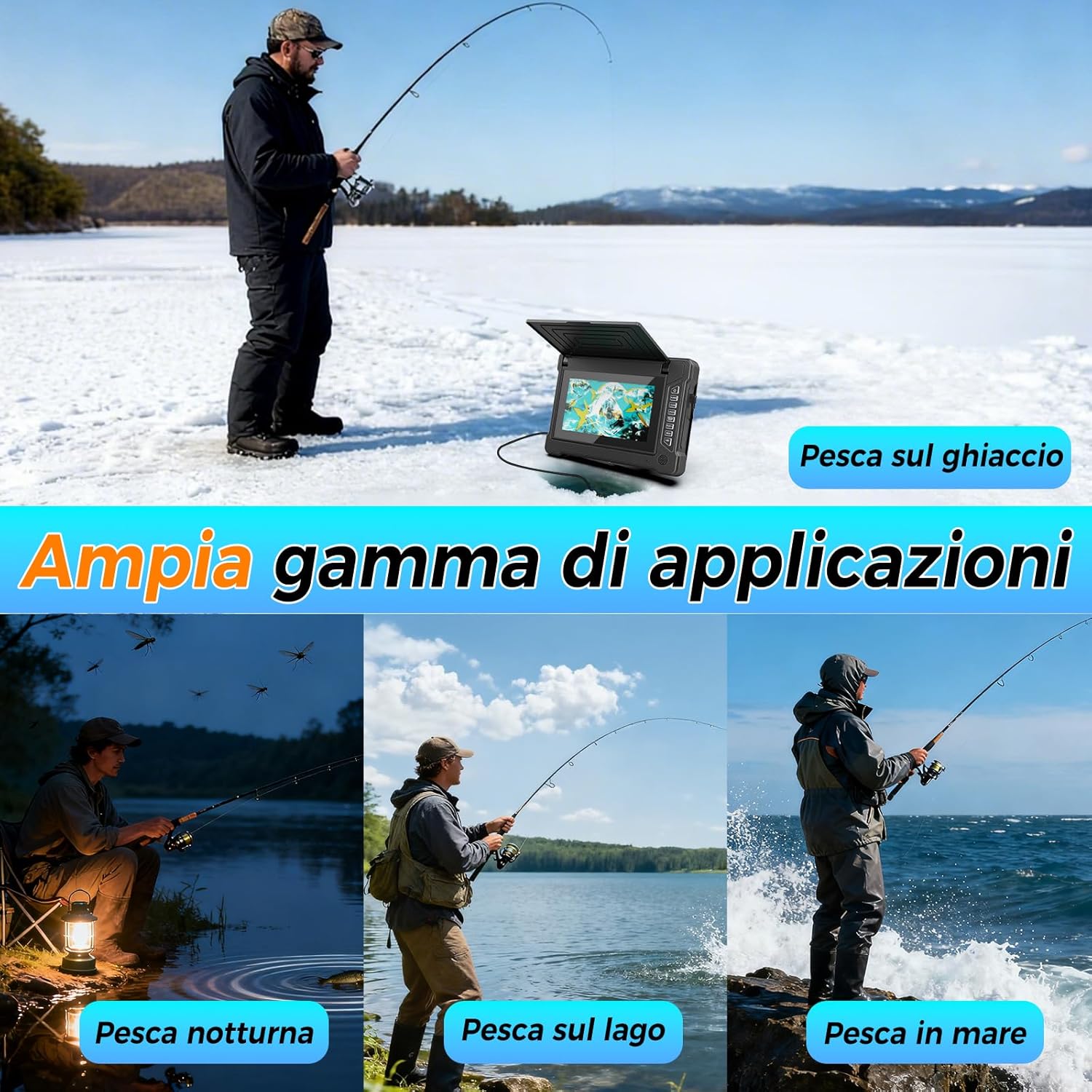 Ecoscandaglio Telecamera Subacquea 7" IP68 15M - immagine 8