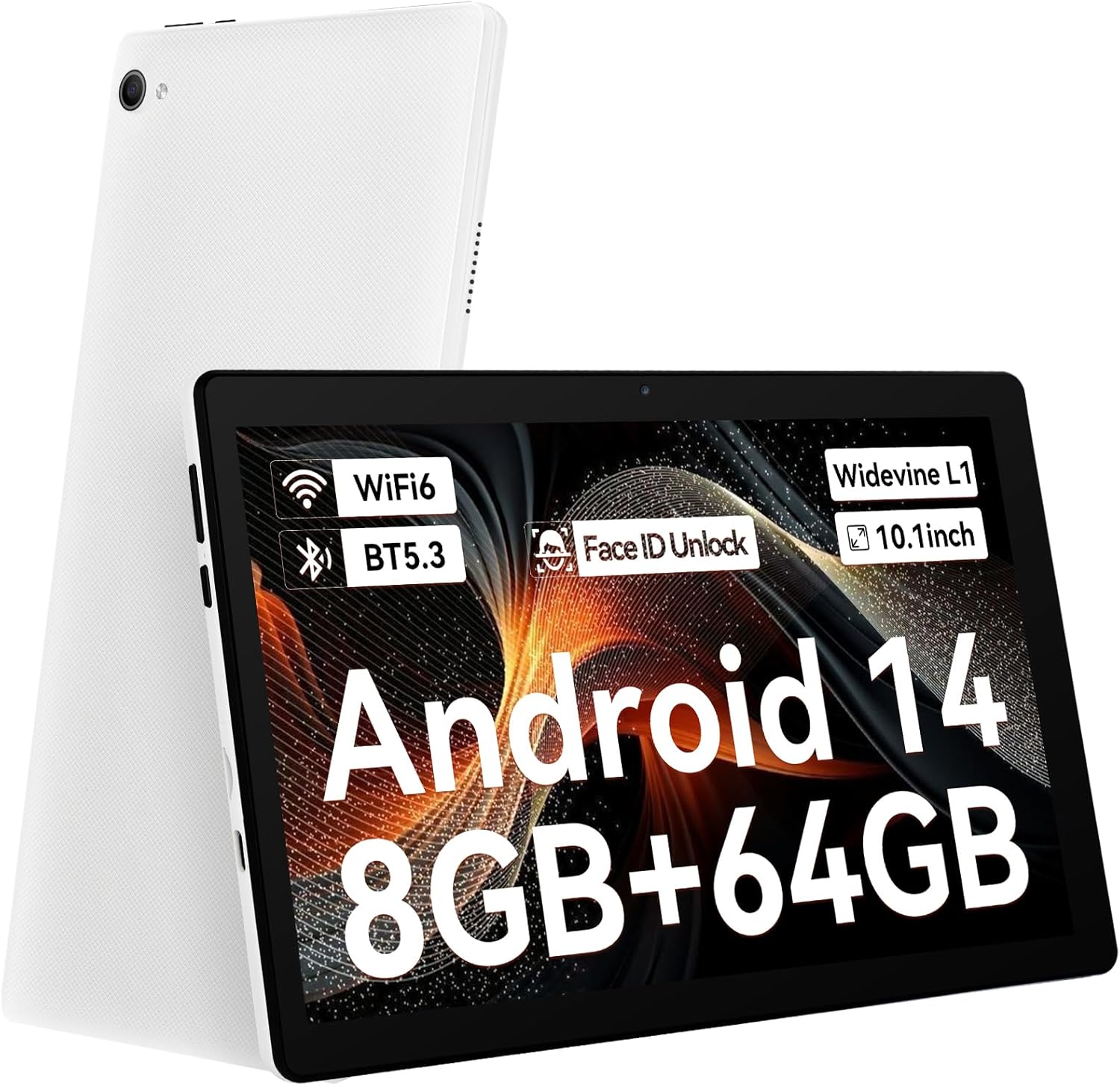 Laptok Tablet 10 pollici Android 14 Octa-Core, Bianco - immagine 1