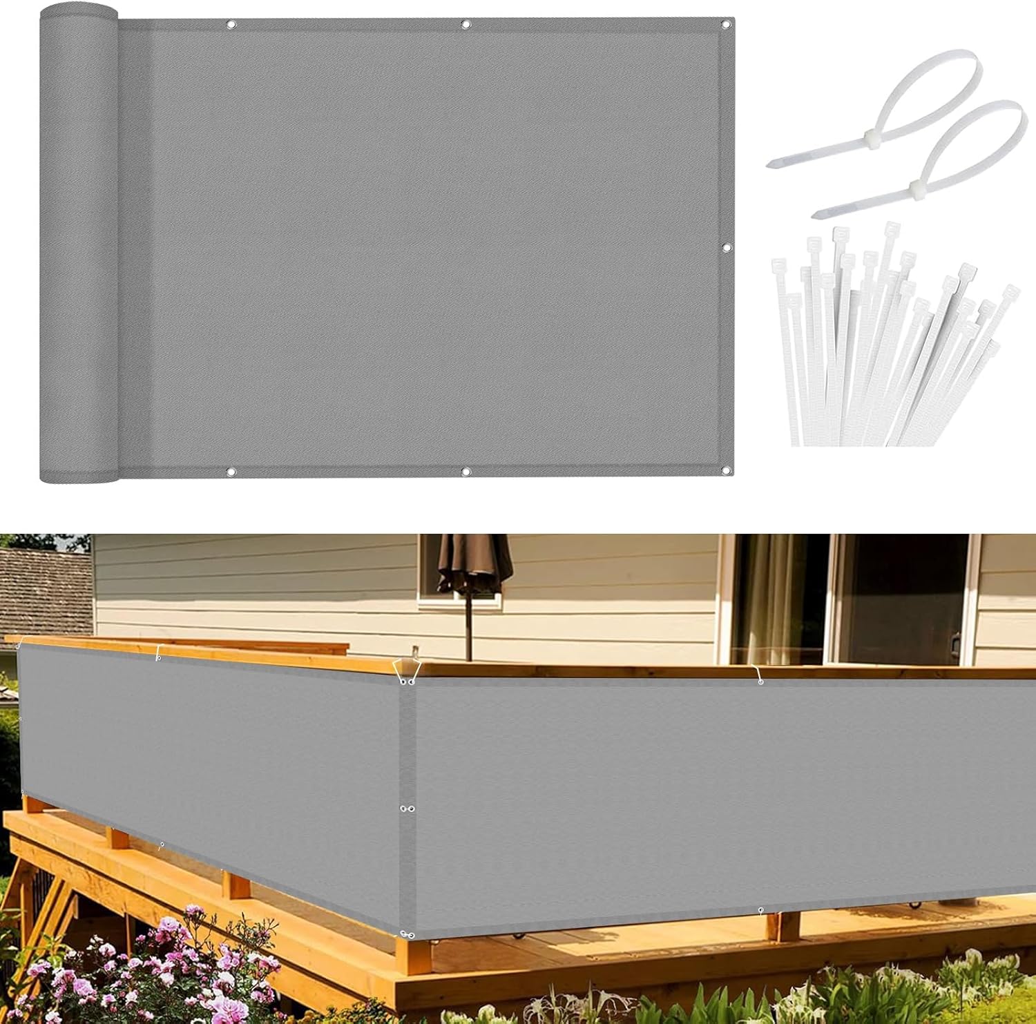 Sunnylaxx Frangivisto Balcone 80x800 cm, Grigio - immagine 1