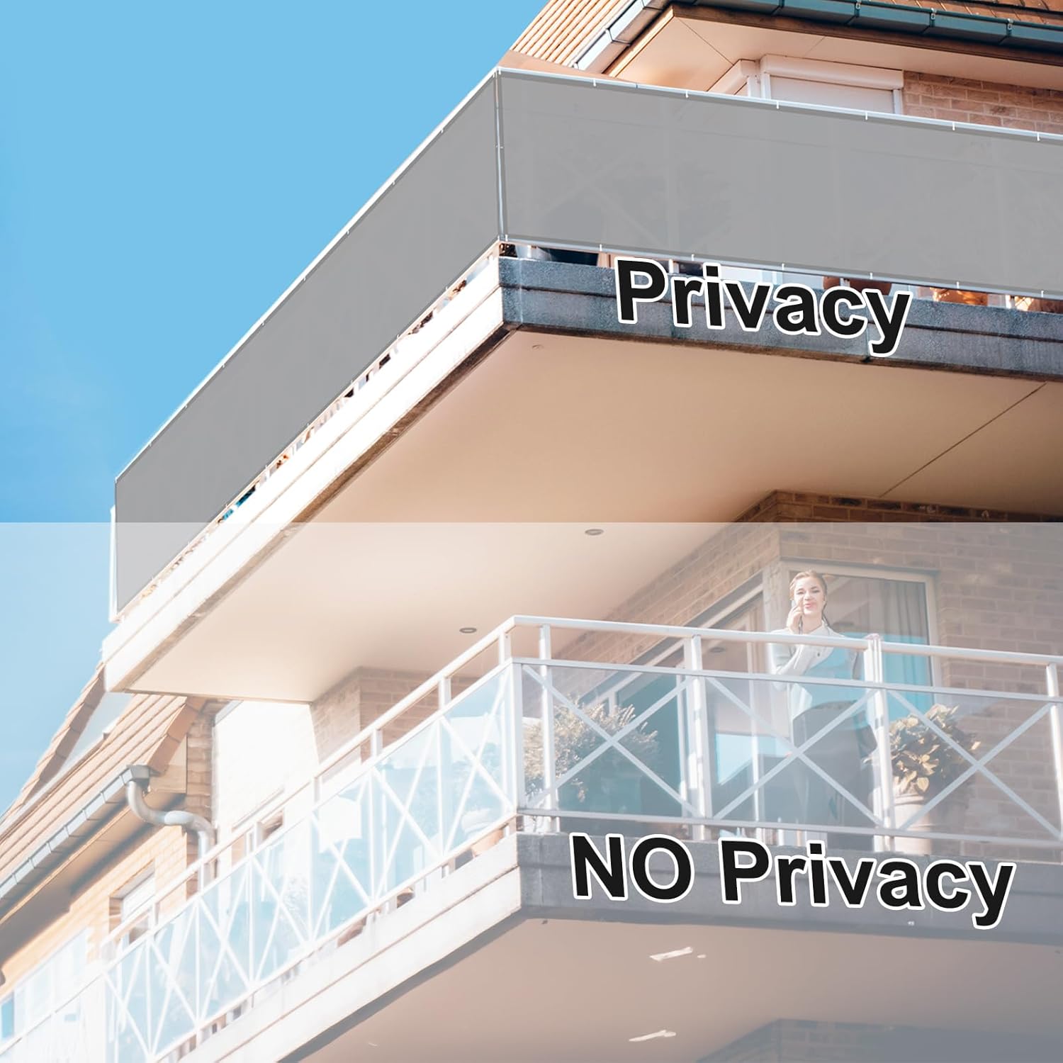 Sunnylaxx Frangivisto Balcone 80x800 cm, Grigio - immagine 3