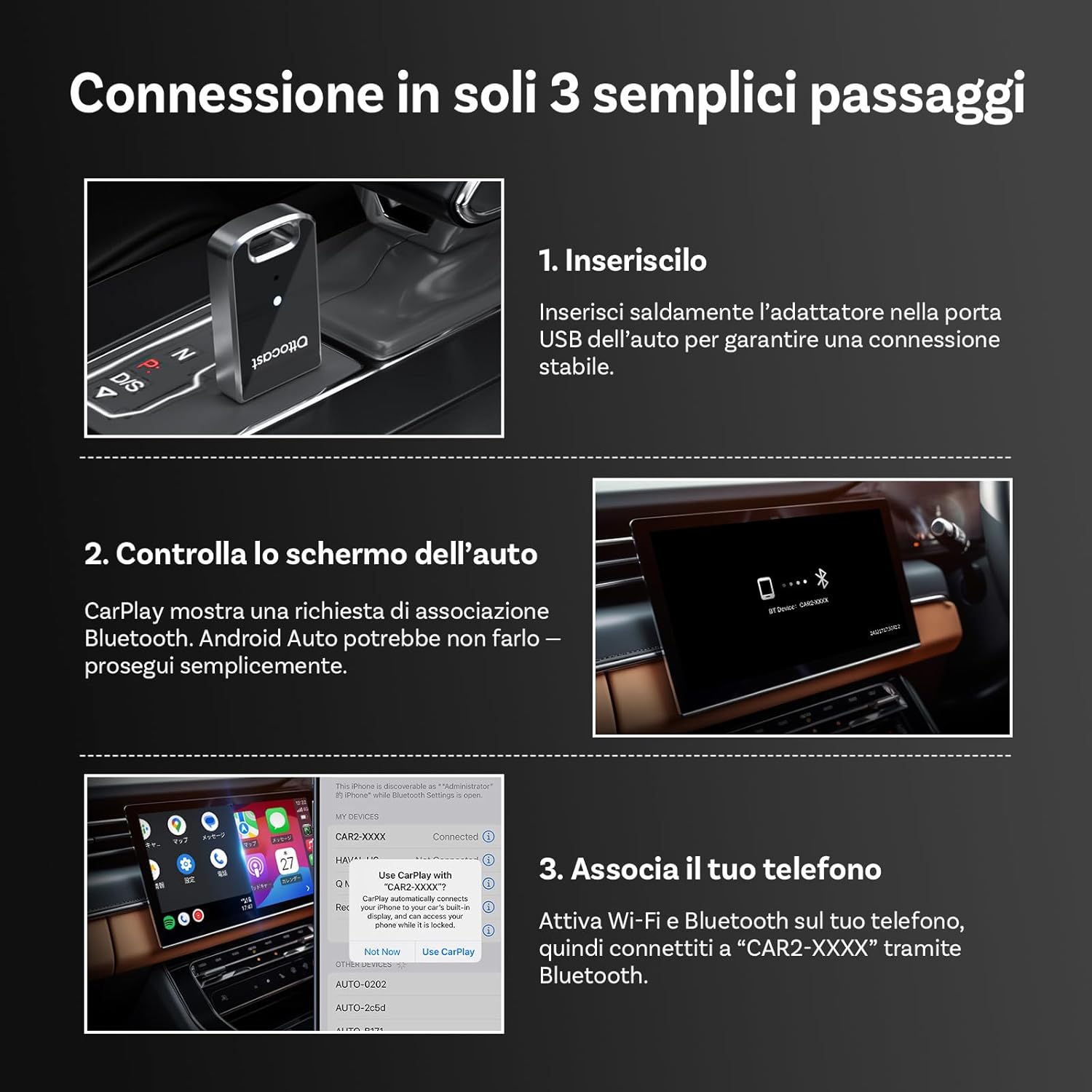 (Nuovo Modello 2025) Ottocast Adattatore Wireless 2 in 1 - immagine 5