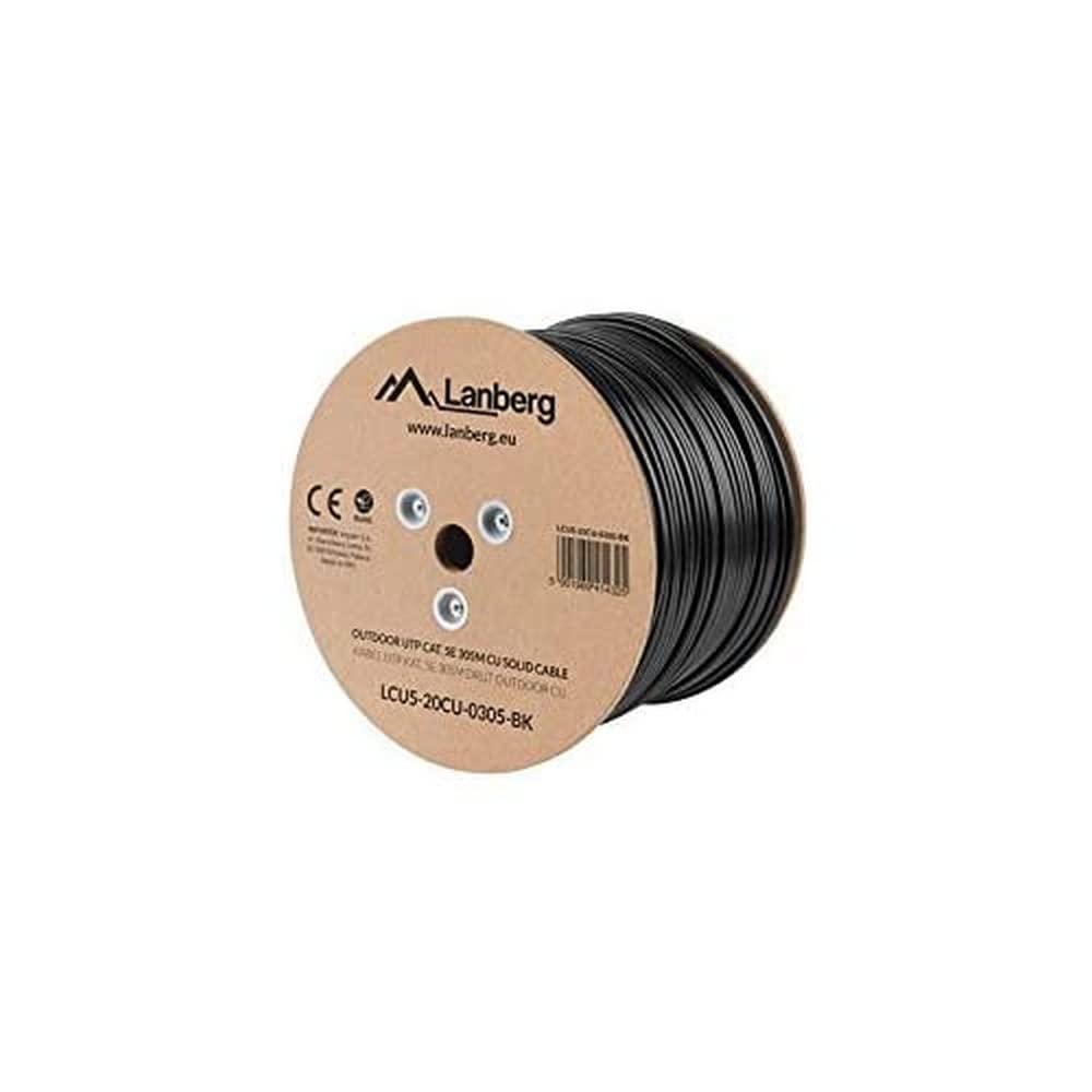 LANBERG Kabel INSTALACYJNY UTP, Kat. 5E, DRUT Outdoor CU, 305M, Czarny