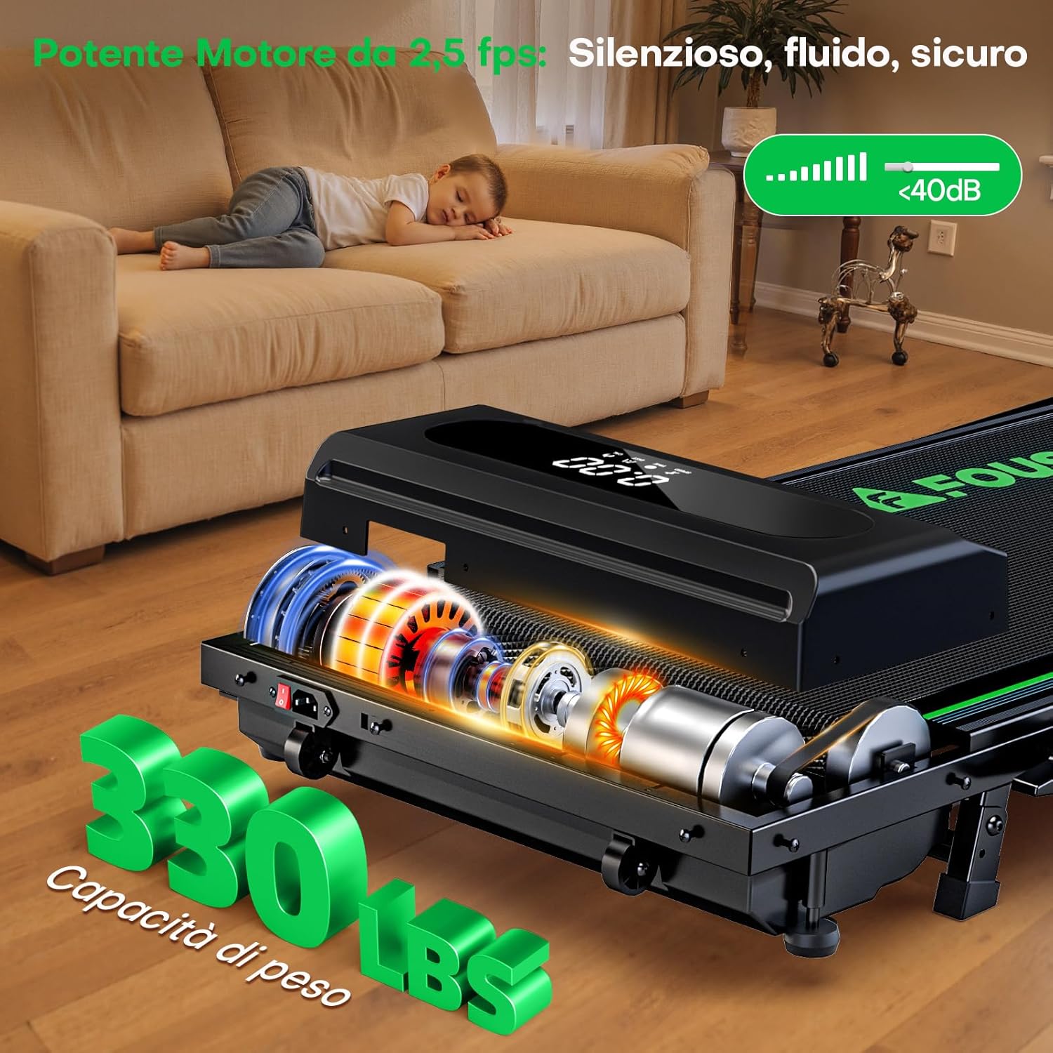 Fousae Tapis Roulant Elettrico Pieghevole 5 in 1 - immagine 4
