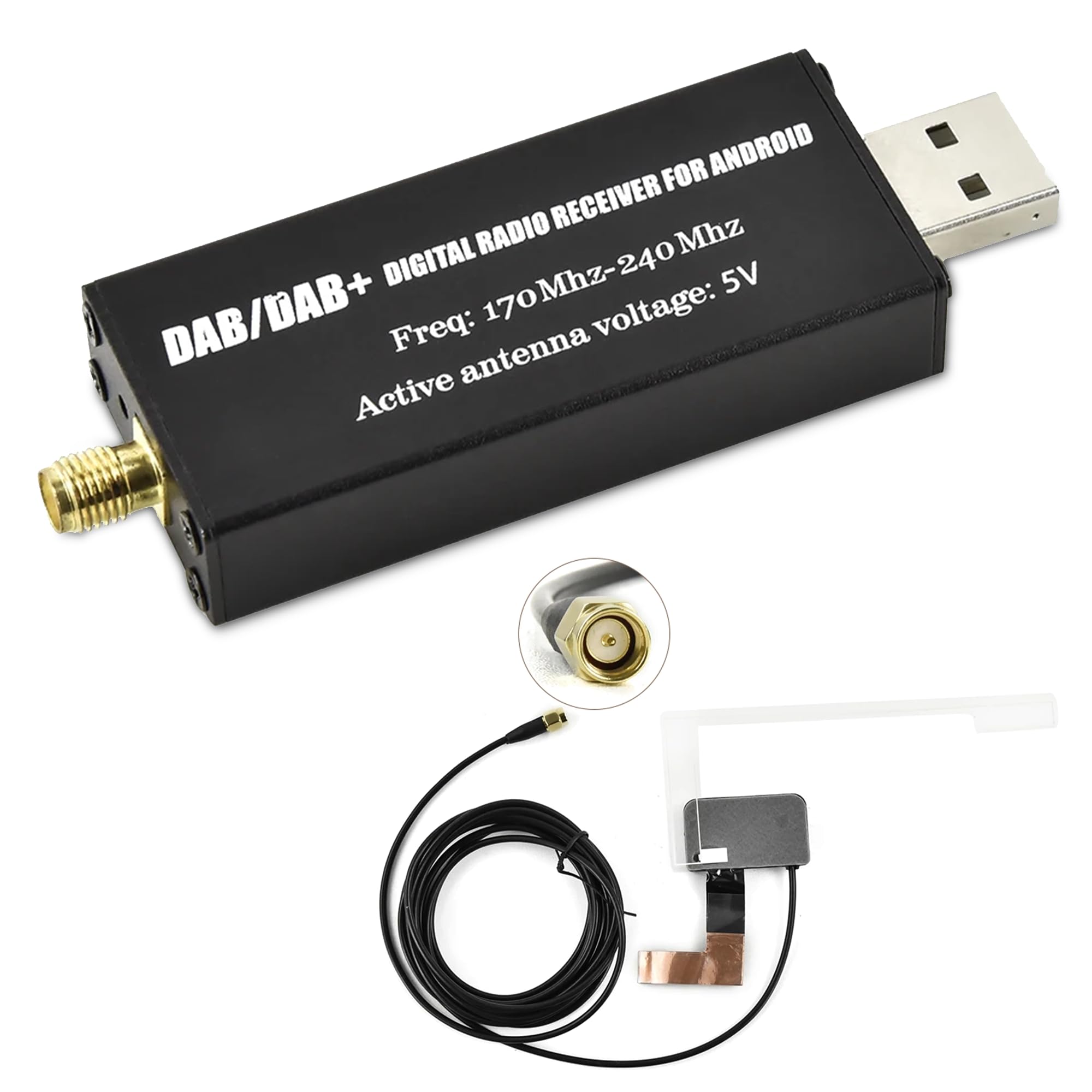 Rimoody DAB Adattatore, Dongle in Macchina Ricevitore Radio Digitale USB 2.0 Stick con Antenna Auto per Android Autoradio Adattatore Ricevitore Portatile Dongle Esterno DAB DAB+ Box Radio Tune Antenna