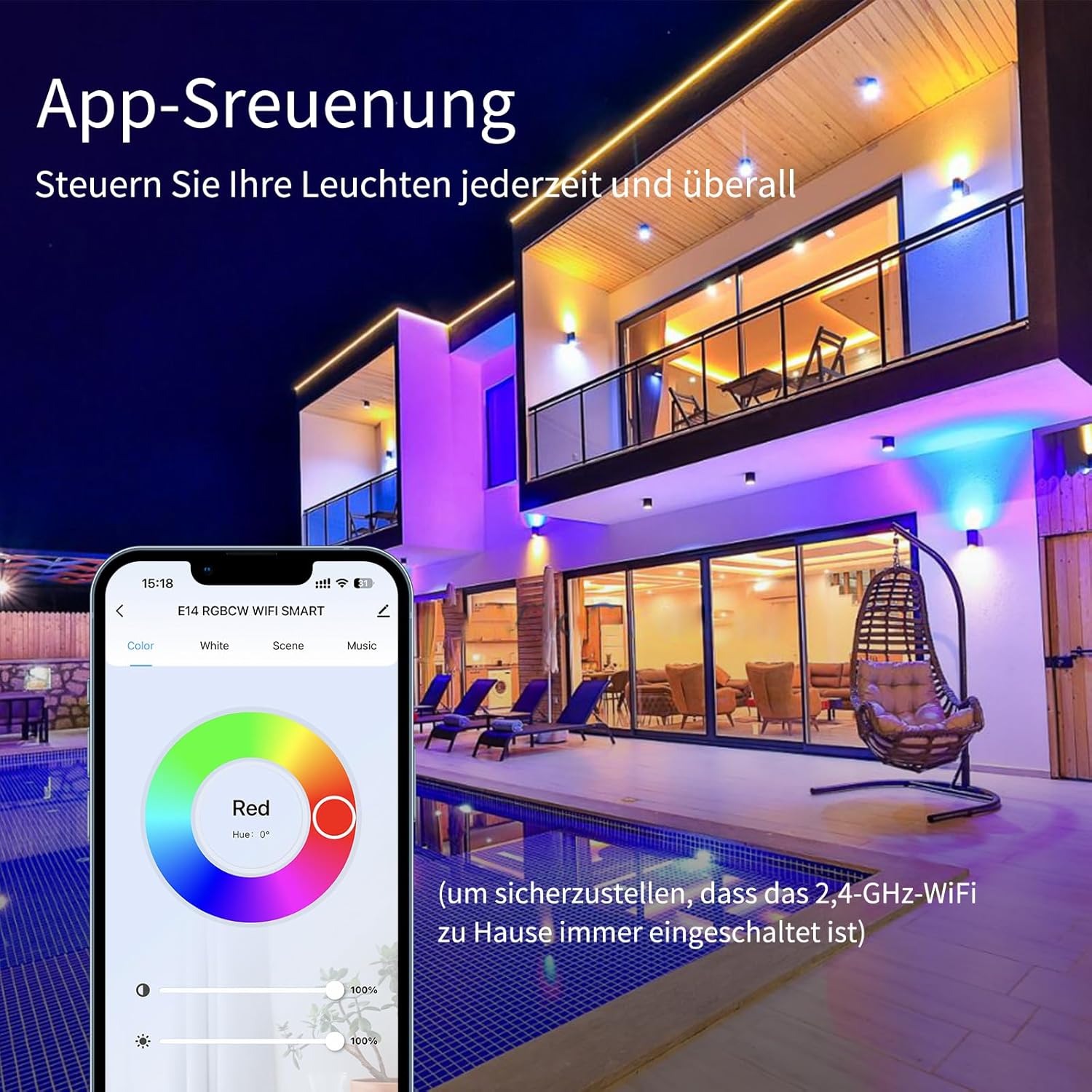 I-shunfa Lampadina LED WI-FI Smart E14 RGB (3 Pezzi) - immagine 3