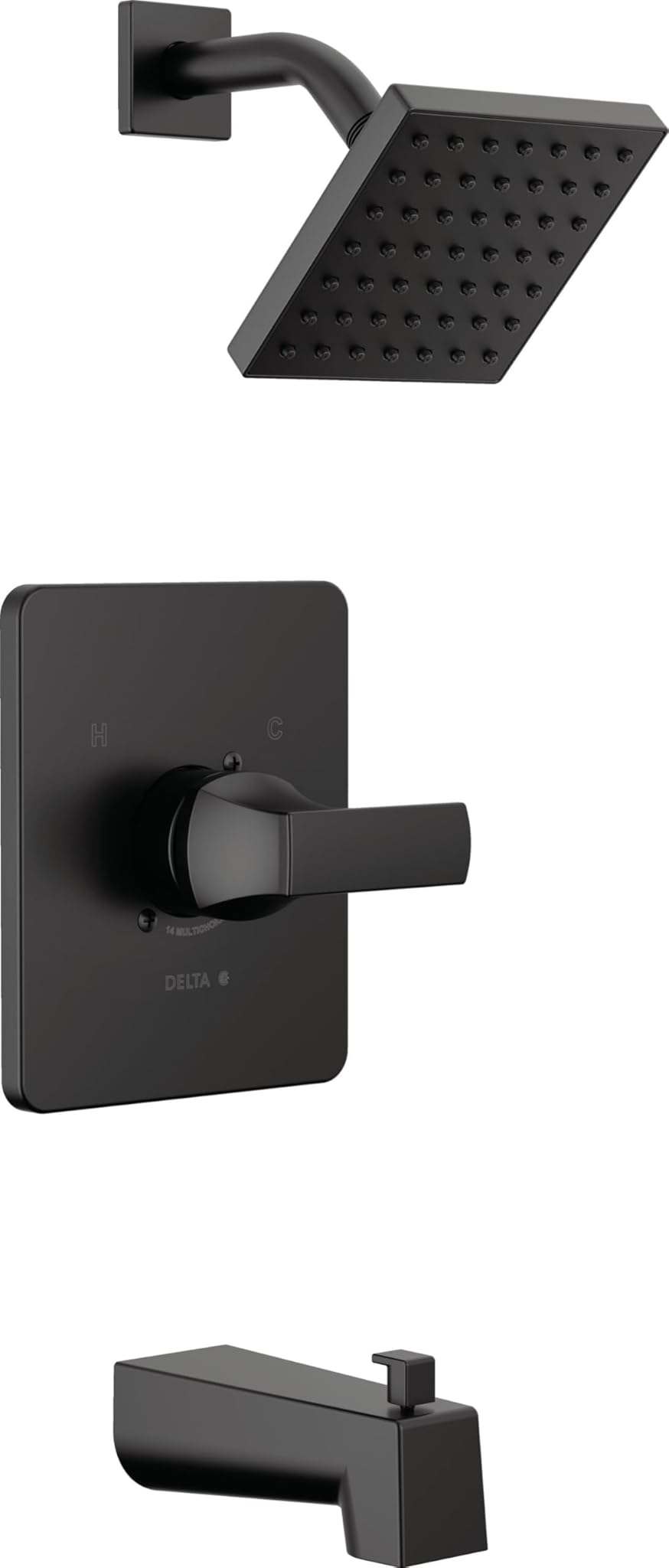 Delta Set di rubinetti per vasca da bagno e doccia, set di rubinetti per doccia, colore nero, 14 serie, set di guarnizioni per valvole, maniglia doccia, Delta T14437-BL (valvola no