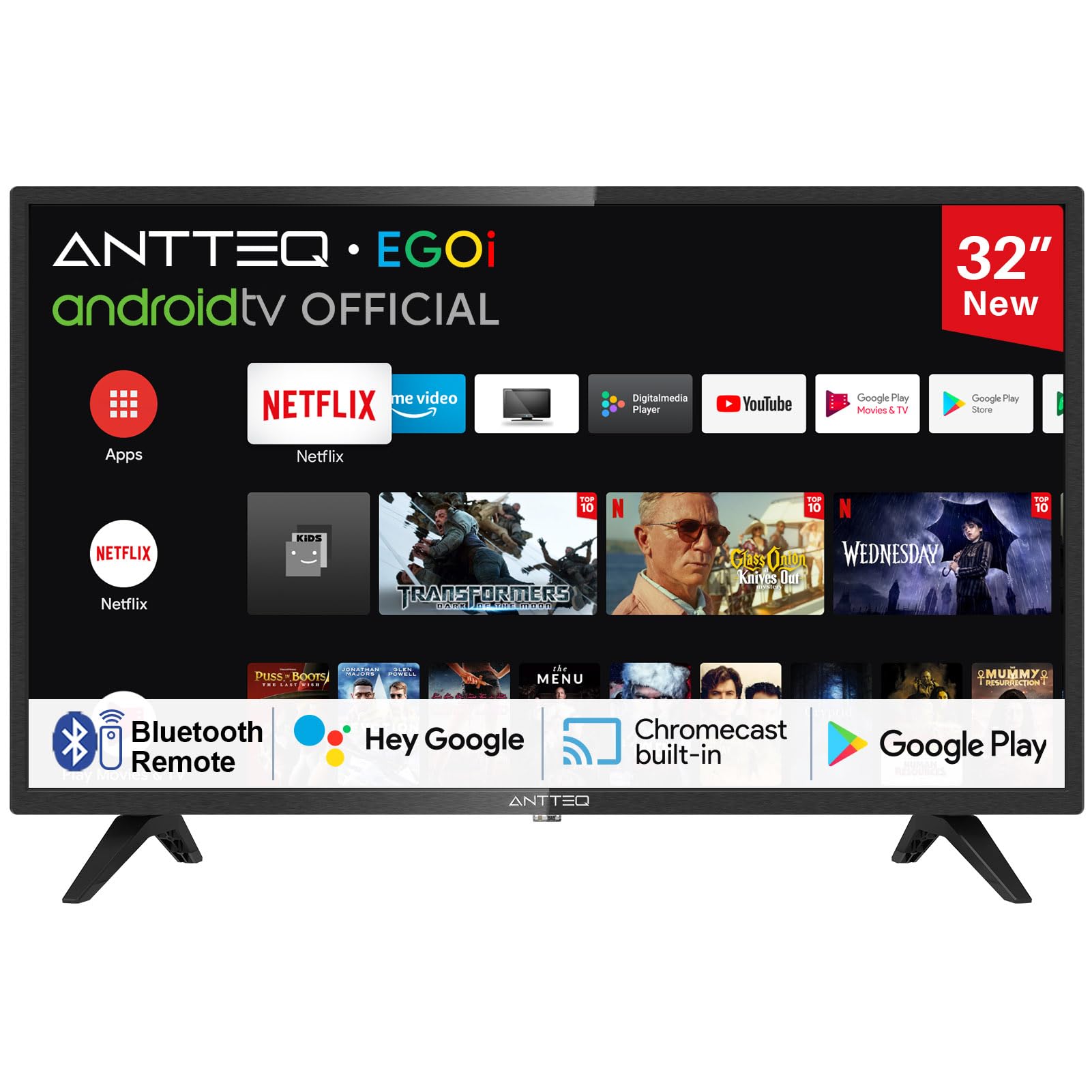 Antteq AG32H3 - Smart TV Android LED 32 Pollici (80cm)