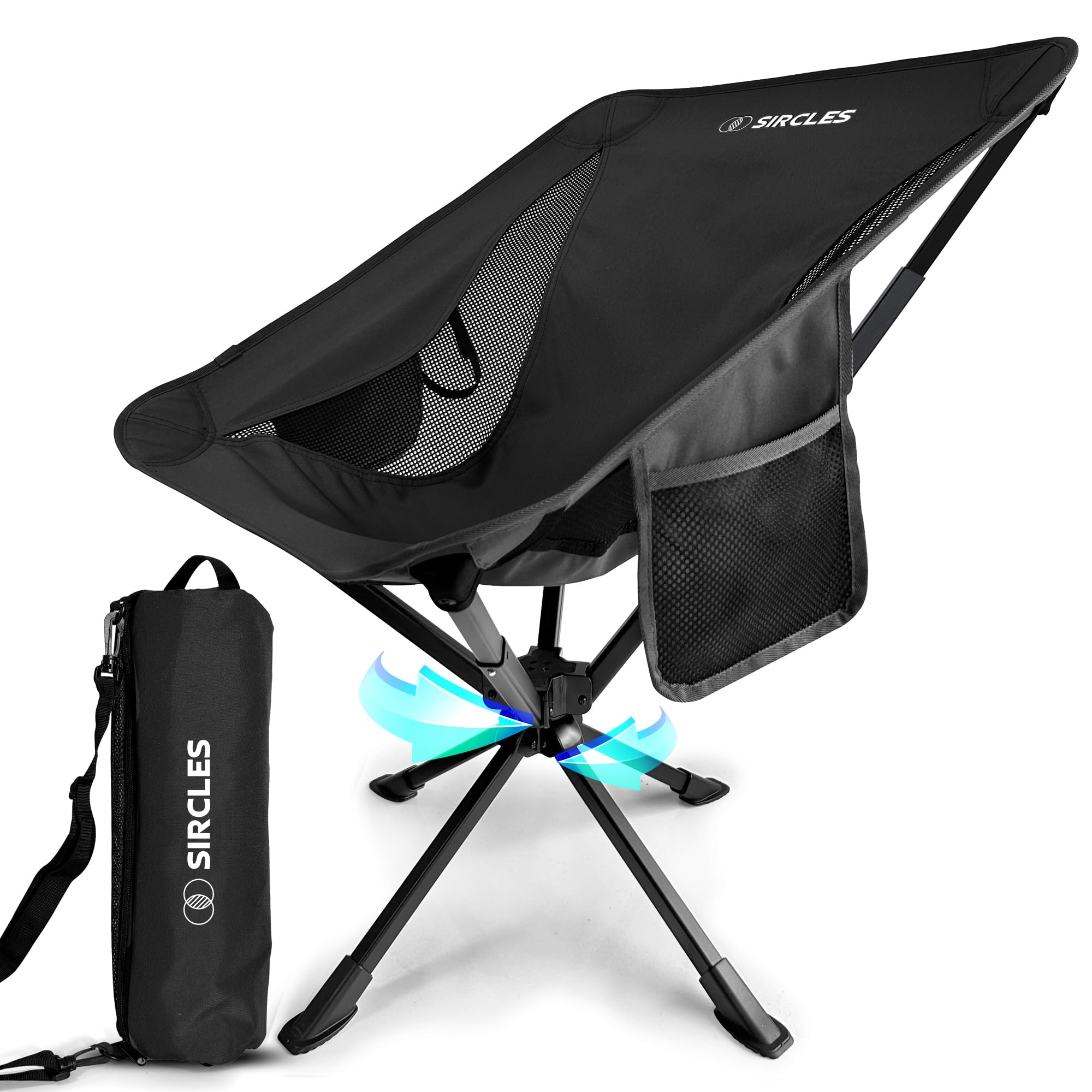 Sircles Sedia da Campeggio Portatile e Girevole