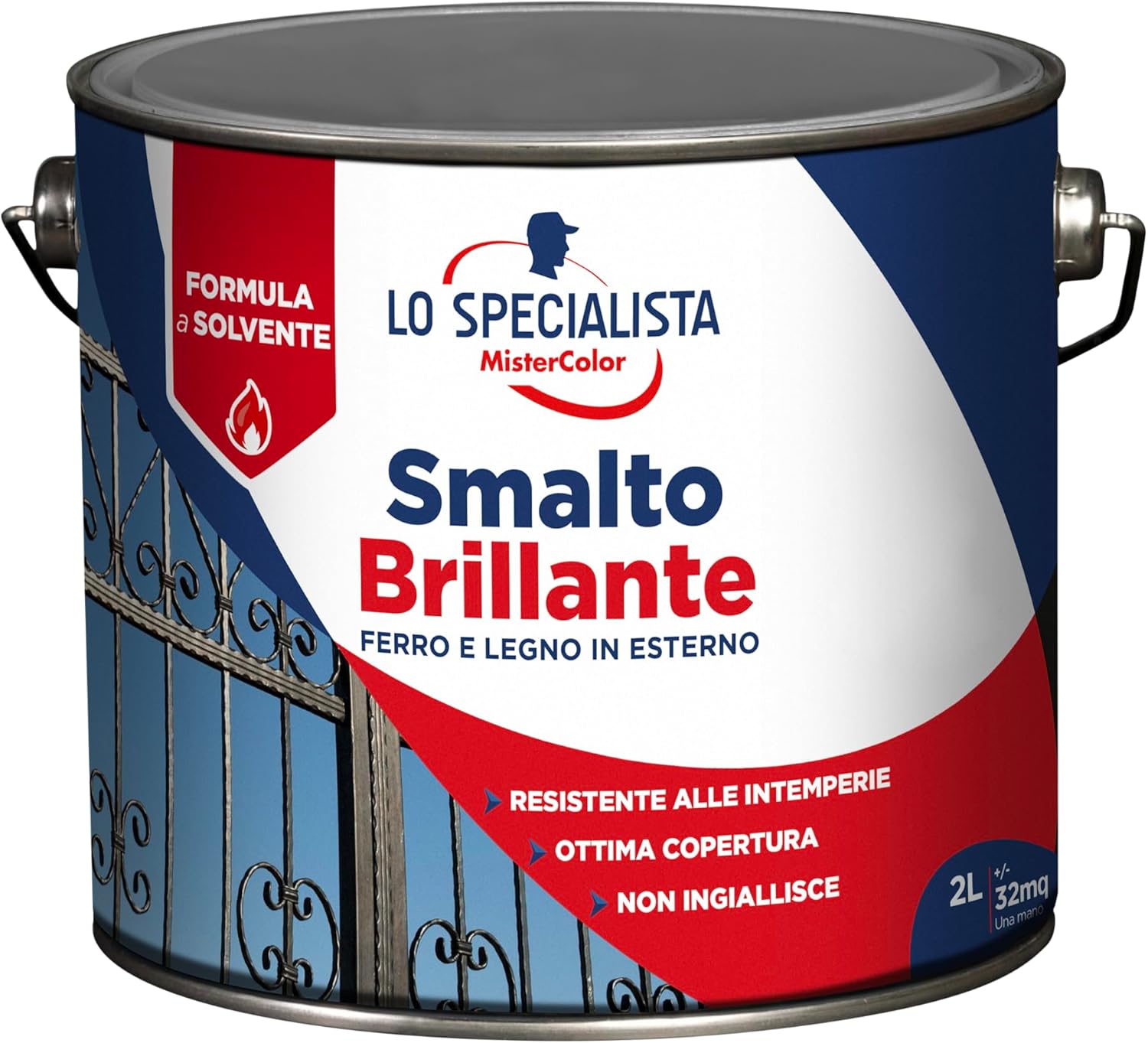 Lo Specialista Mistercolor SMALTO SOLVENTE BRILLANTE, 2L, GRIGIO SCURO