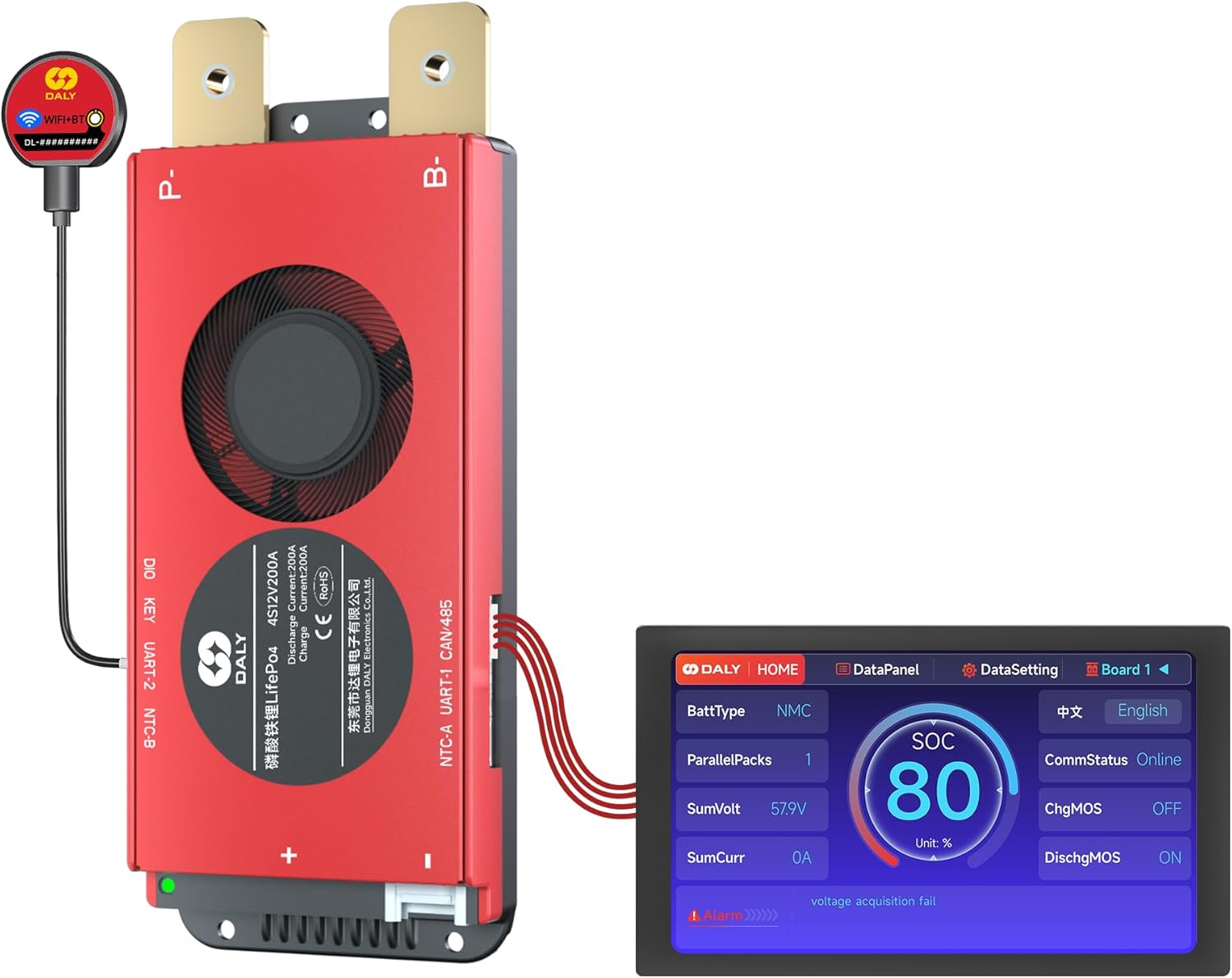 Daly BMS 12V 4S 200A con Display Touch LCD 4.3" - immagine 1