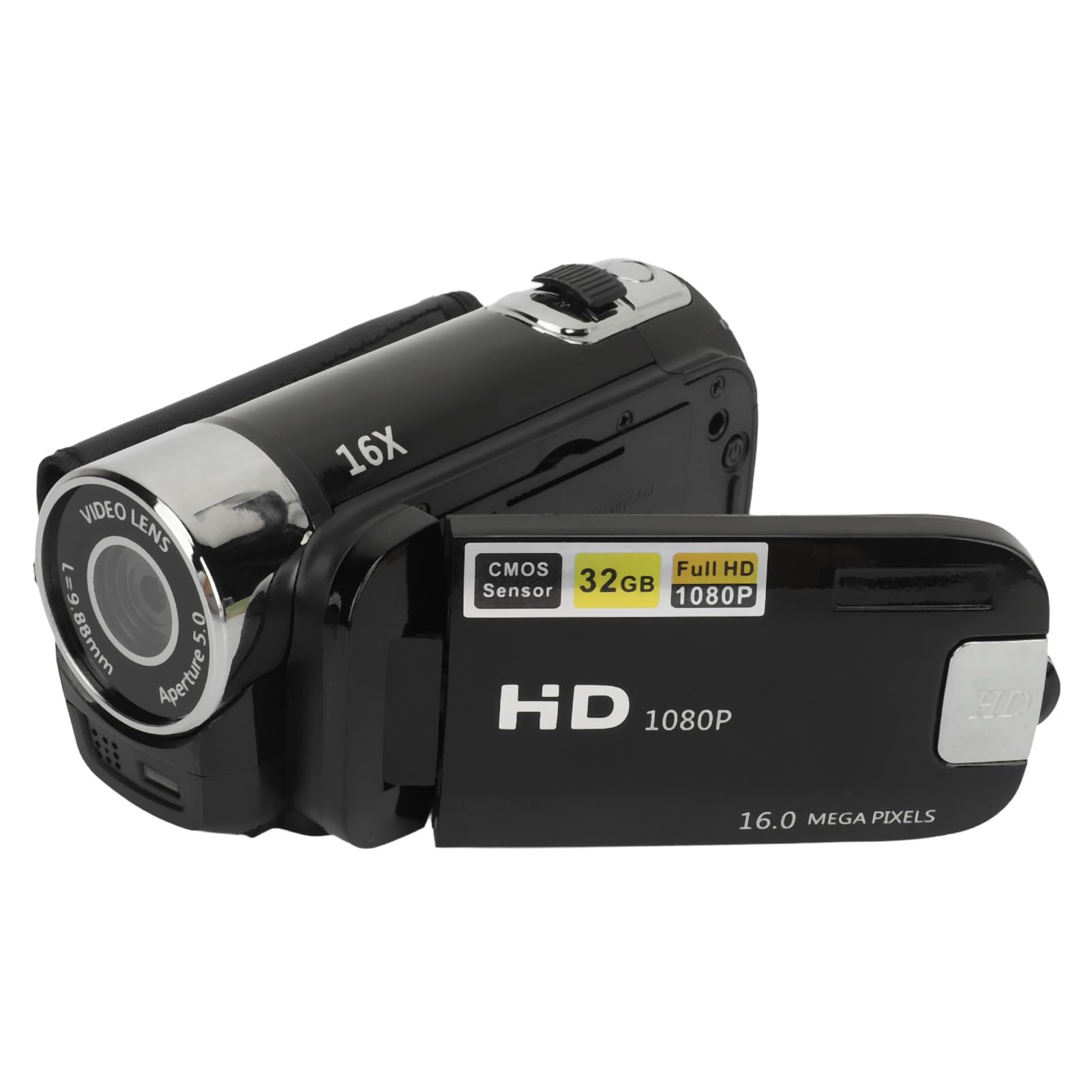Videocamera Portatile 1080P 16MP 16X Zoom HD, Black
