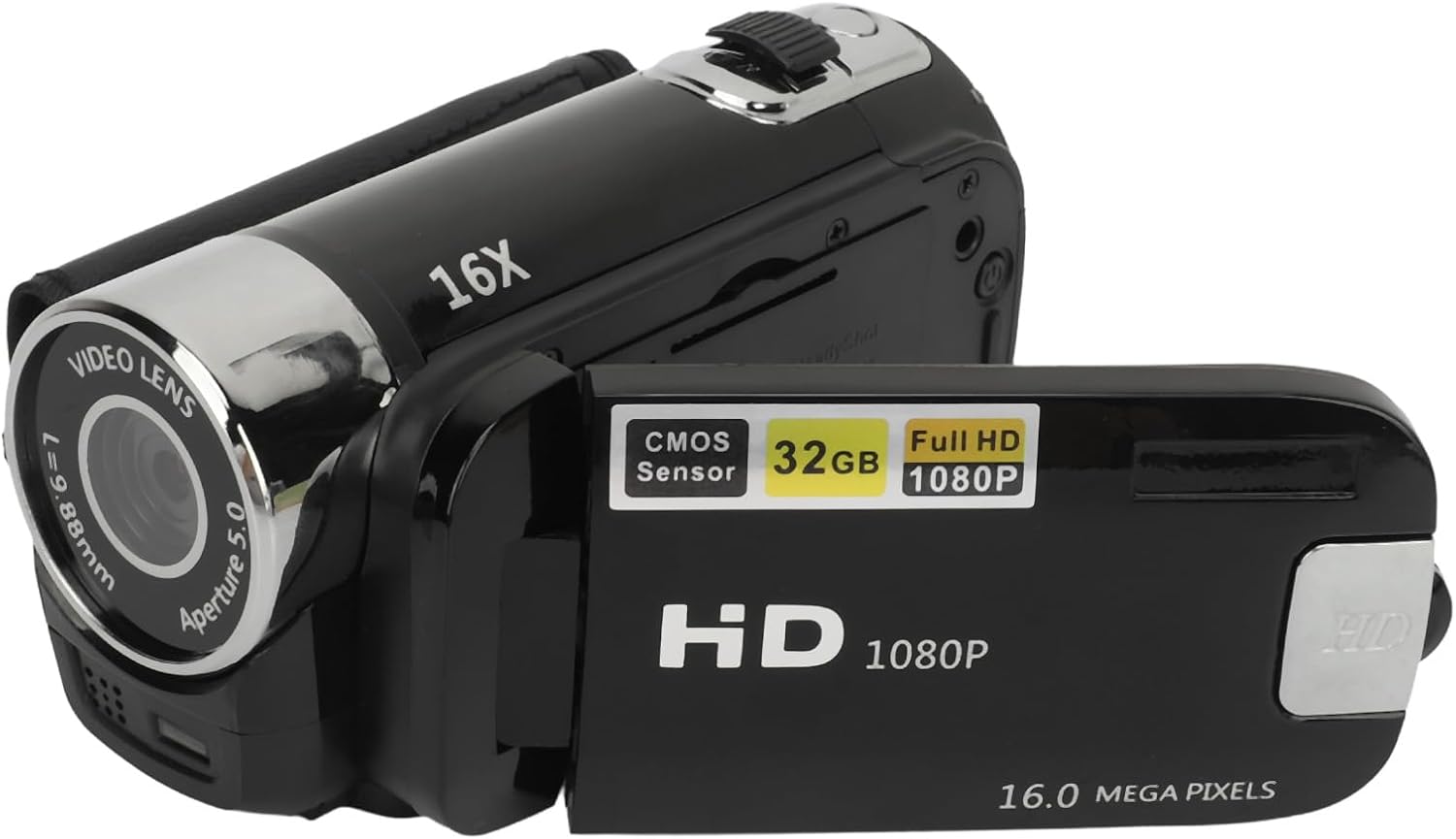 Videocamera Portatile 1080P 16MP 16X Zoom HD, Black - immagine 1