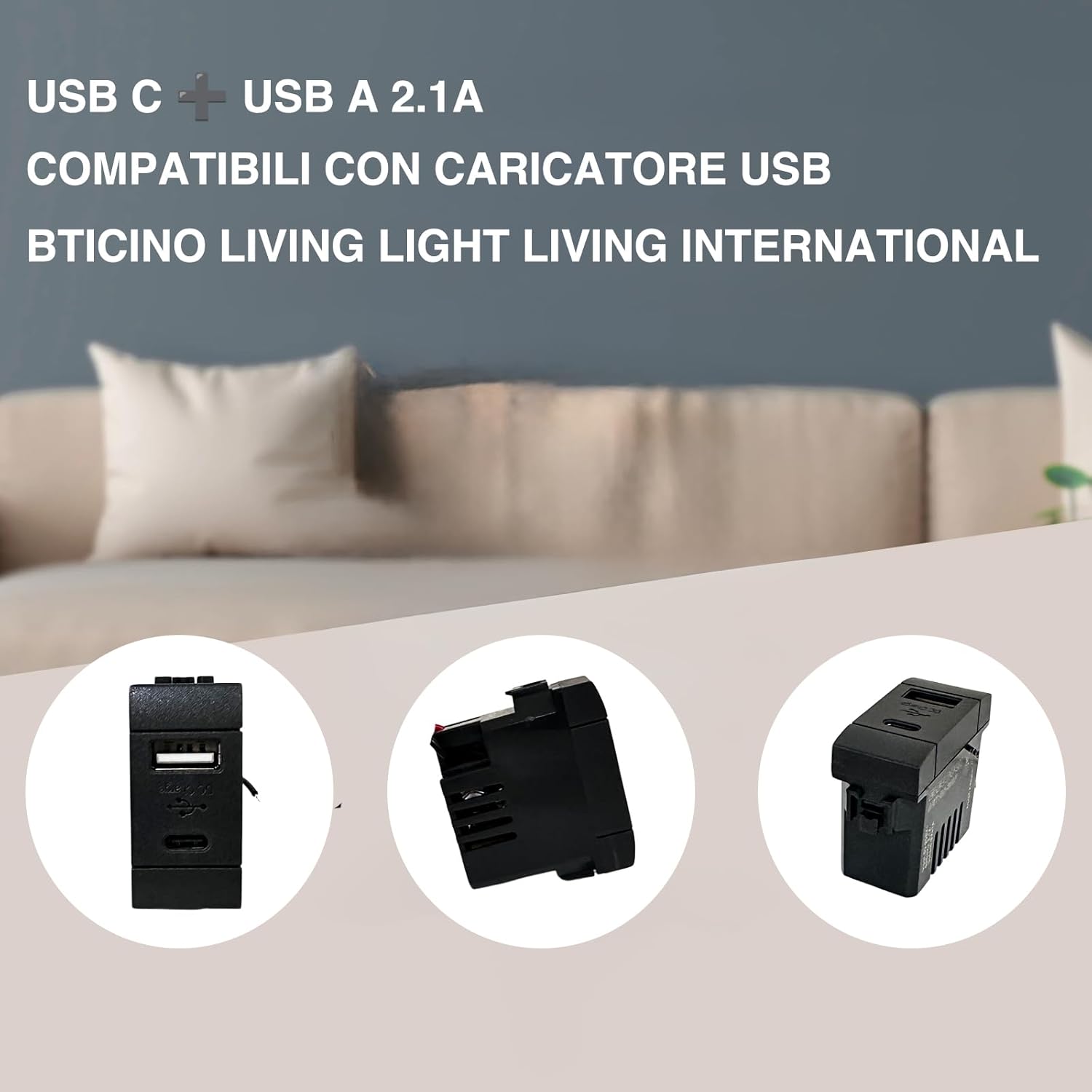 Voltix Set 4 Prese Muro con USB-C e USB-A 2.1A - immagine 2