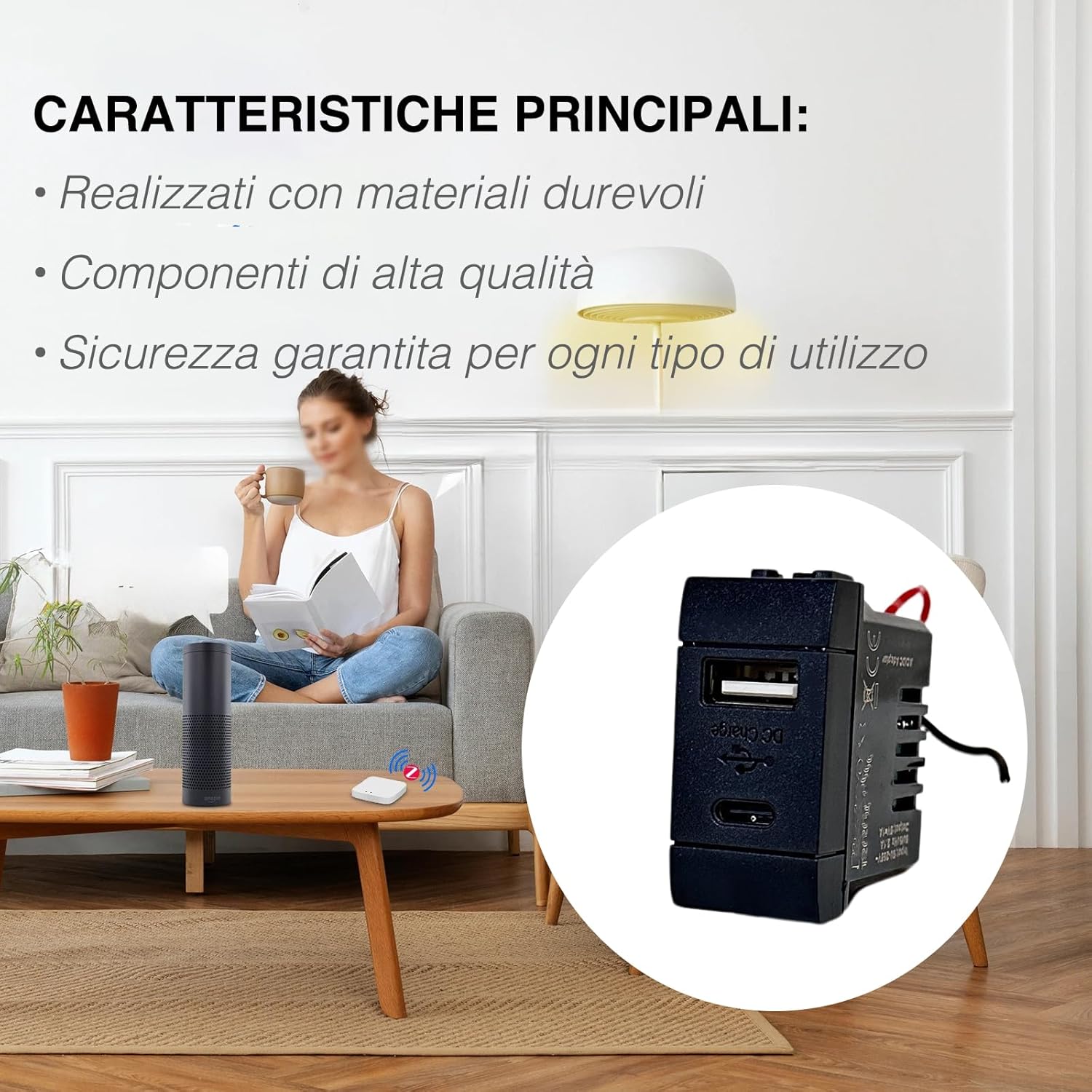 Voltix Set 4 Prese Muro con USB-C e USB-A 2.1A - immagine 4