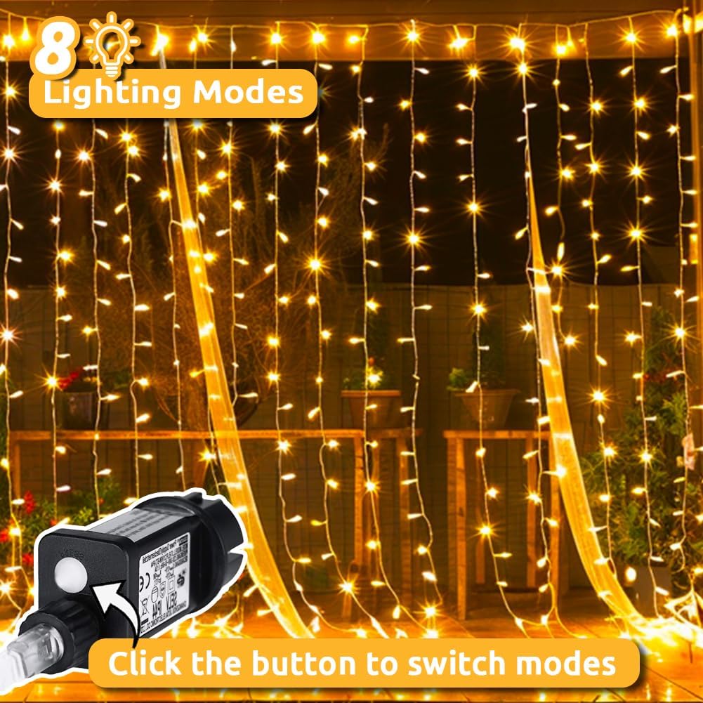 Dekofun Tenda Luminosa 300 LED 3x3m con Timer - immagine 5