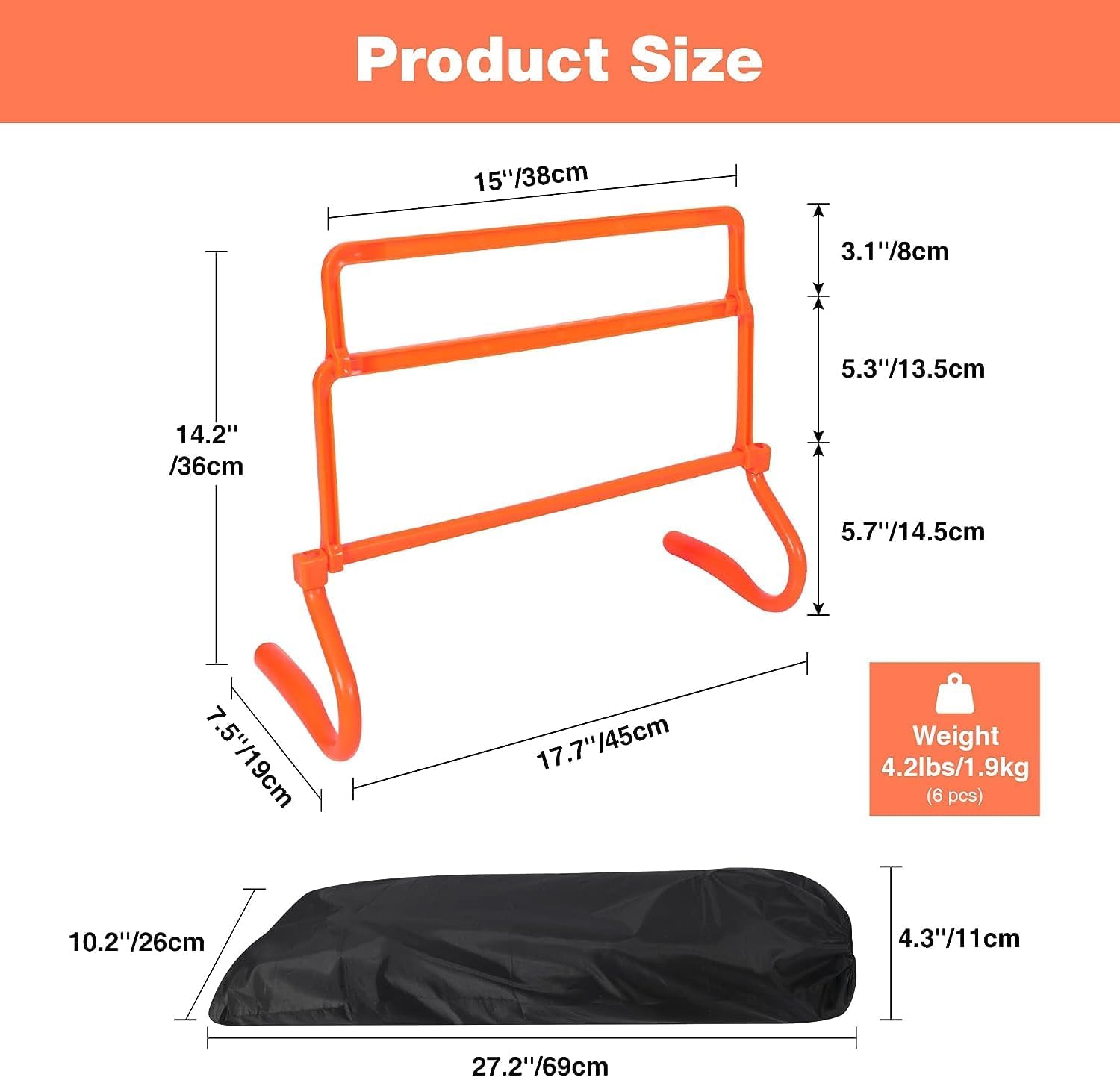 REDCAMP Ostacoli Agility (6 pezzi) con Borsa - immagine 3