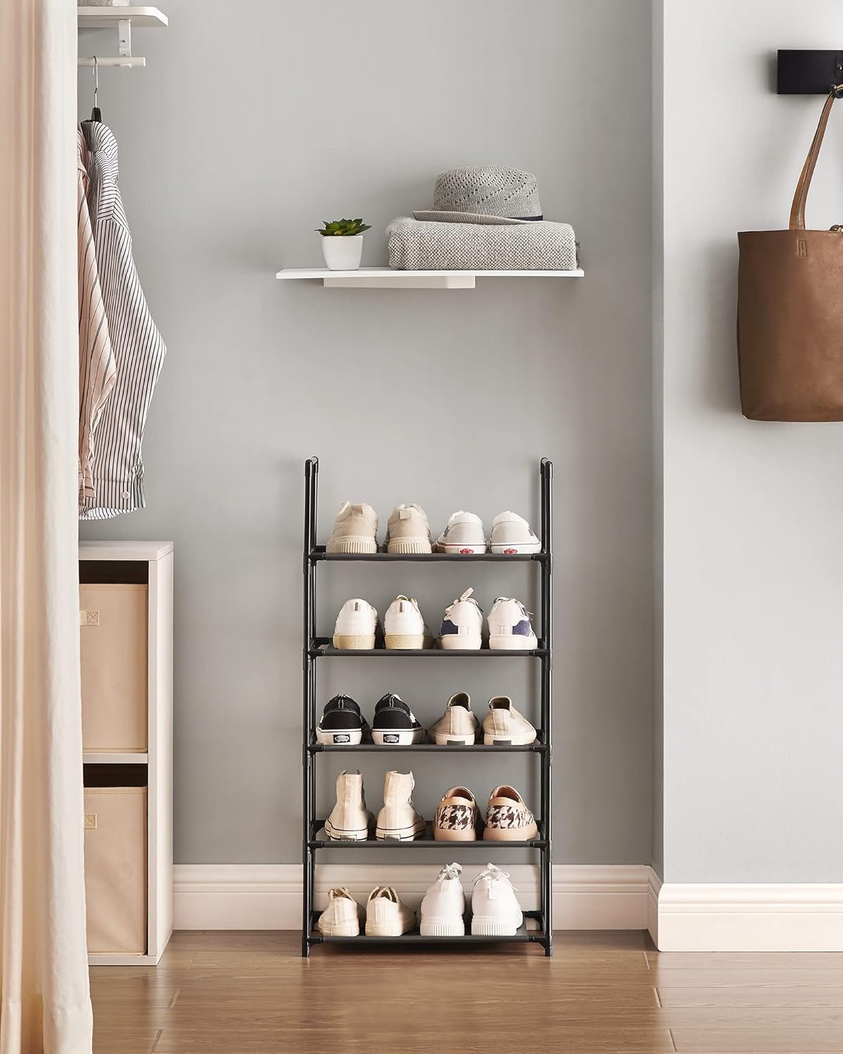 Songmics Scarpiera a 5 Ripiani 28x45x89 cm, Nero - immagine 2